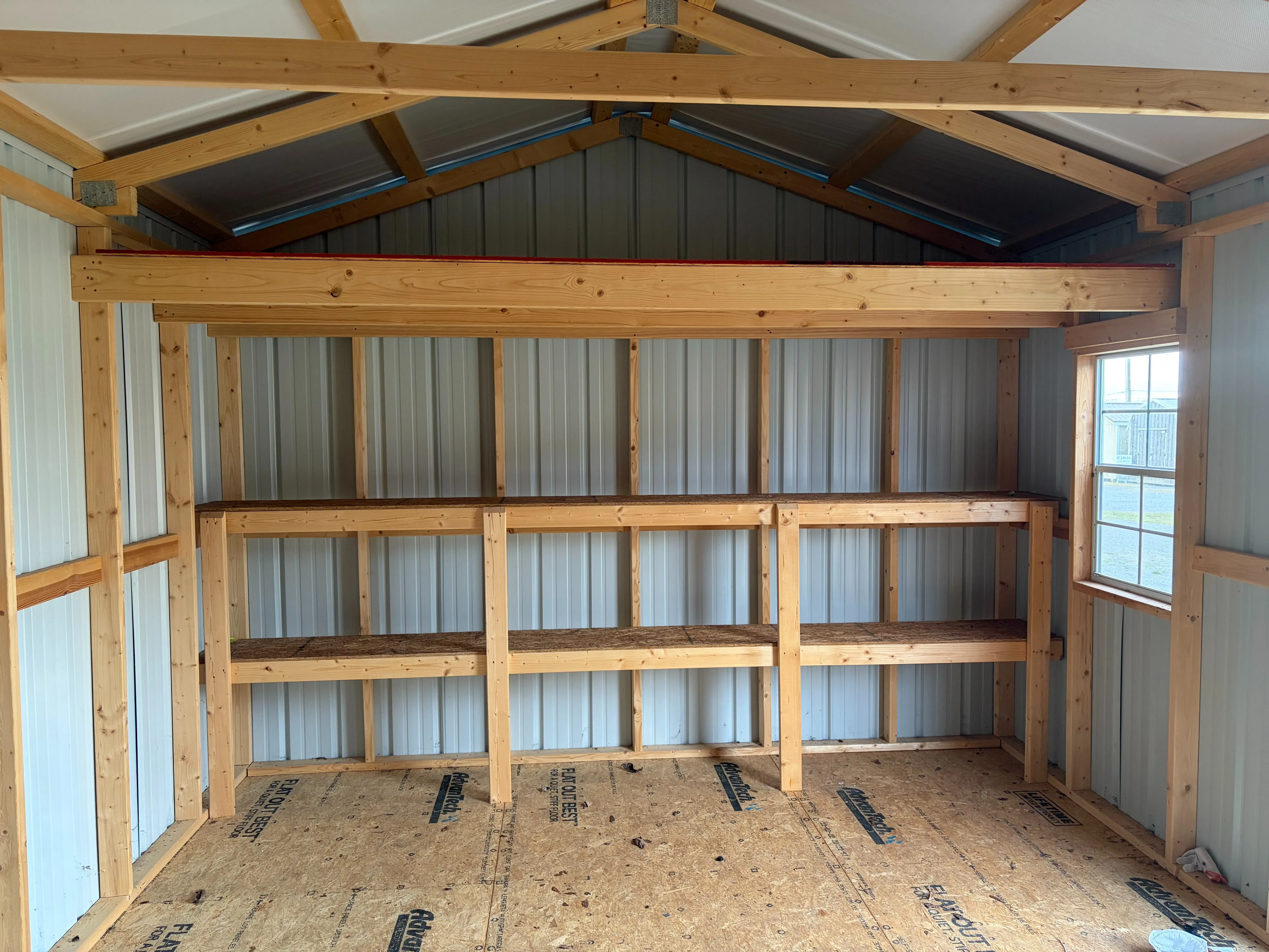 interior features double shelves, window & loft