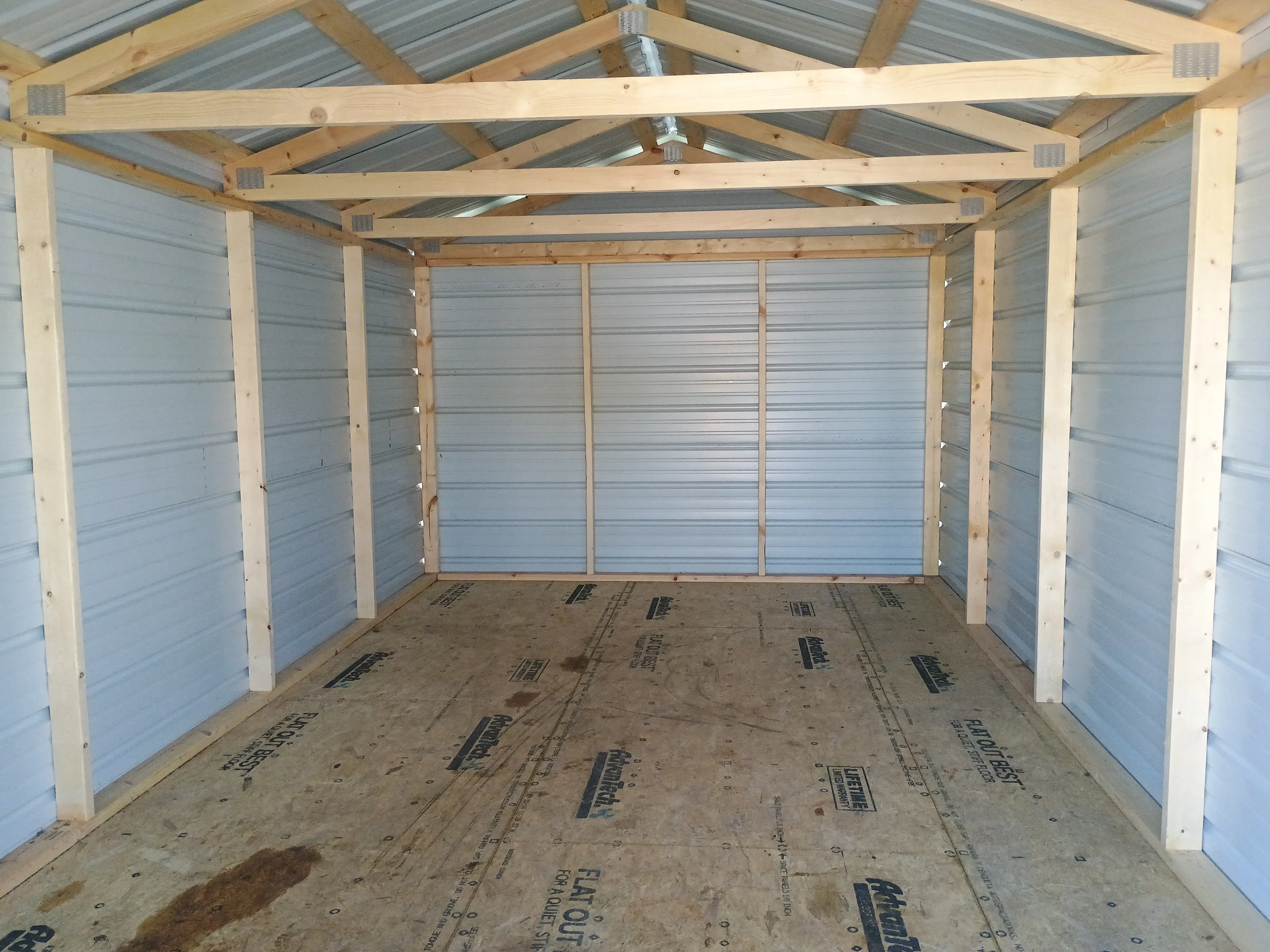 Interior of used REPO 10x20 Value Metal Shed.