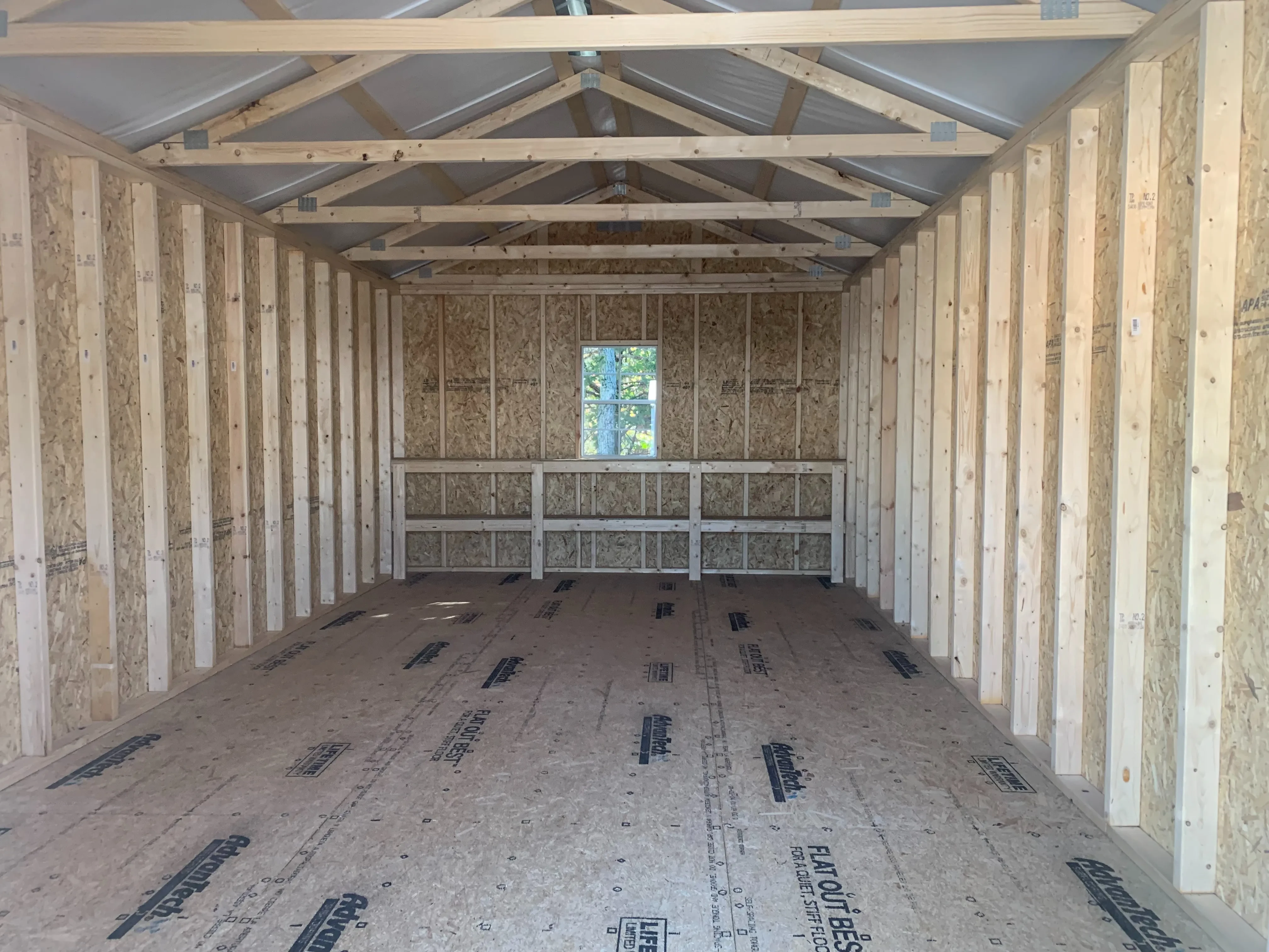 Wood framed with double shelves and window.