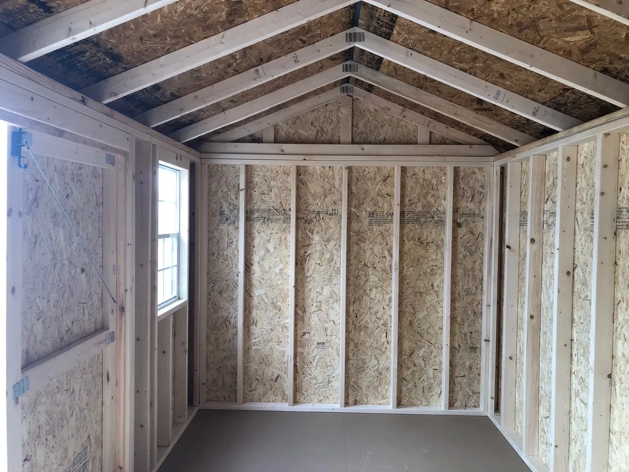 interior of shed showing a window and part of door
