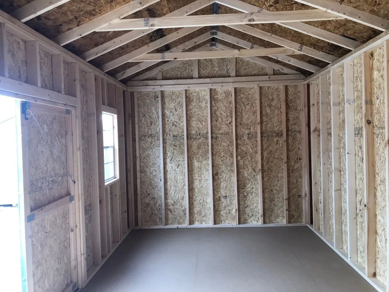interior of shed showing a window and part of the door