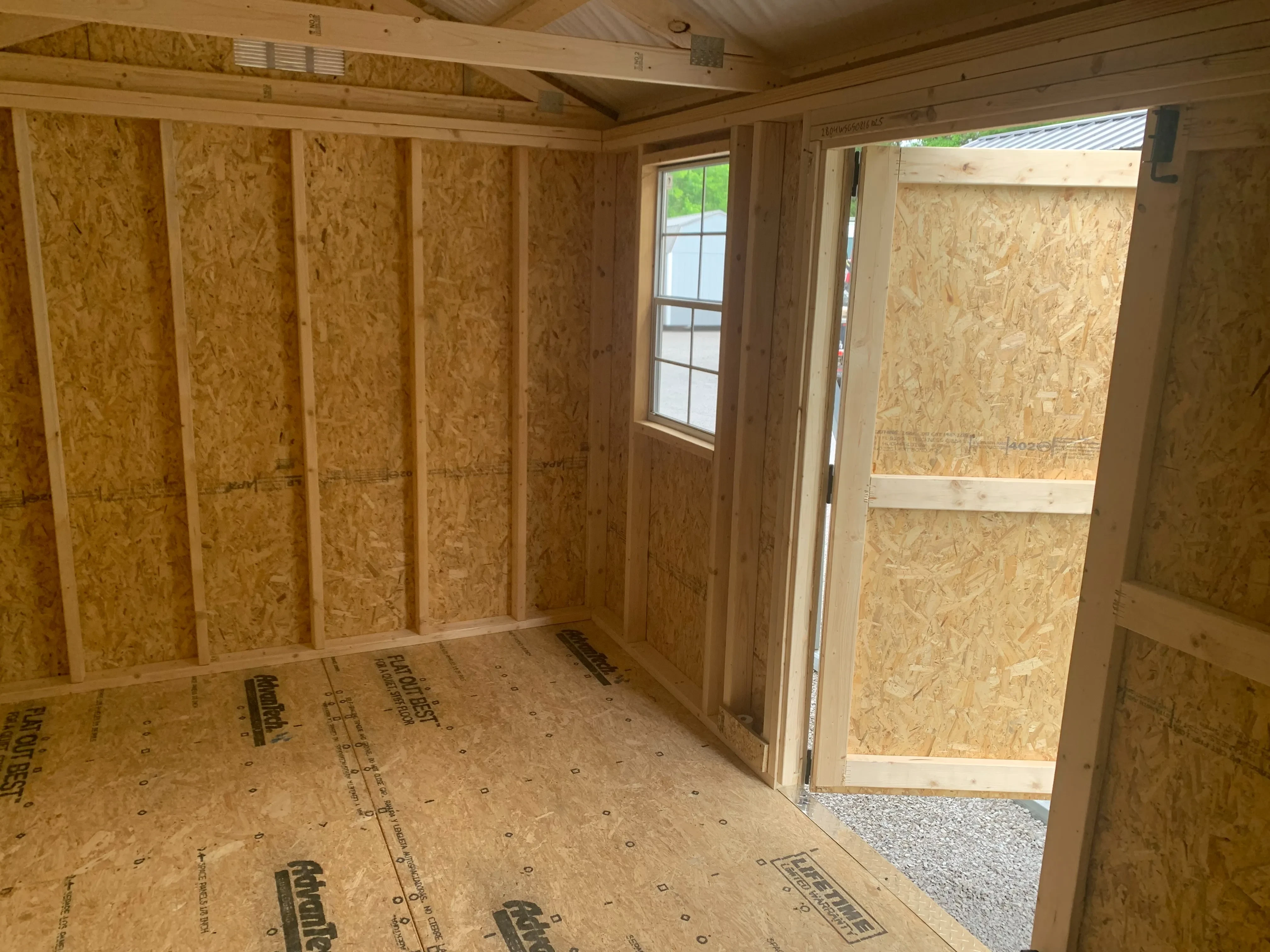 Interior frame work 2 windows and 72" double door.