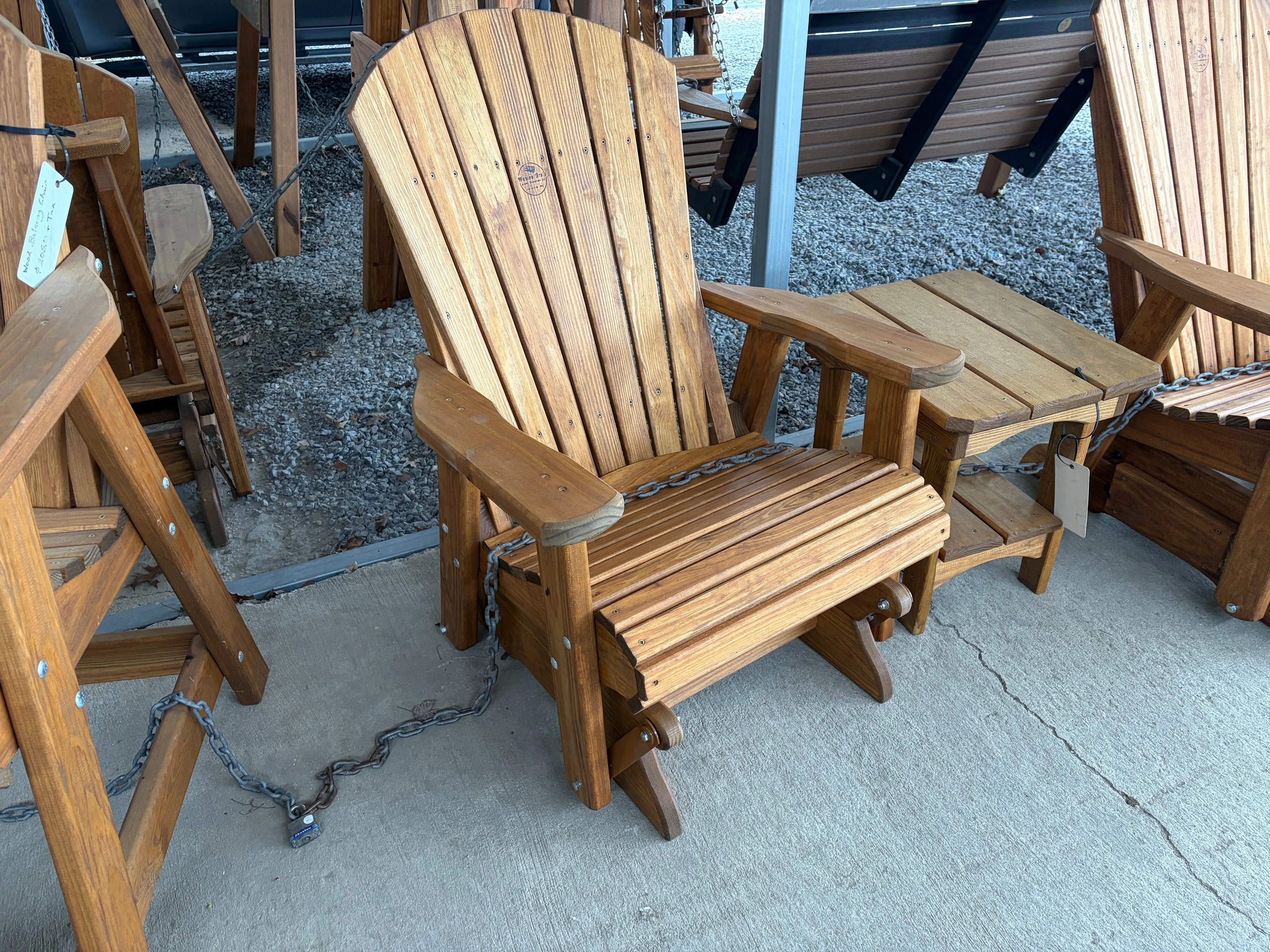 adirondack single wood glider stained & sealed