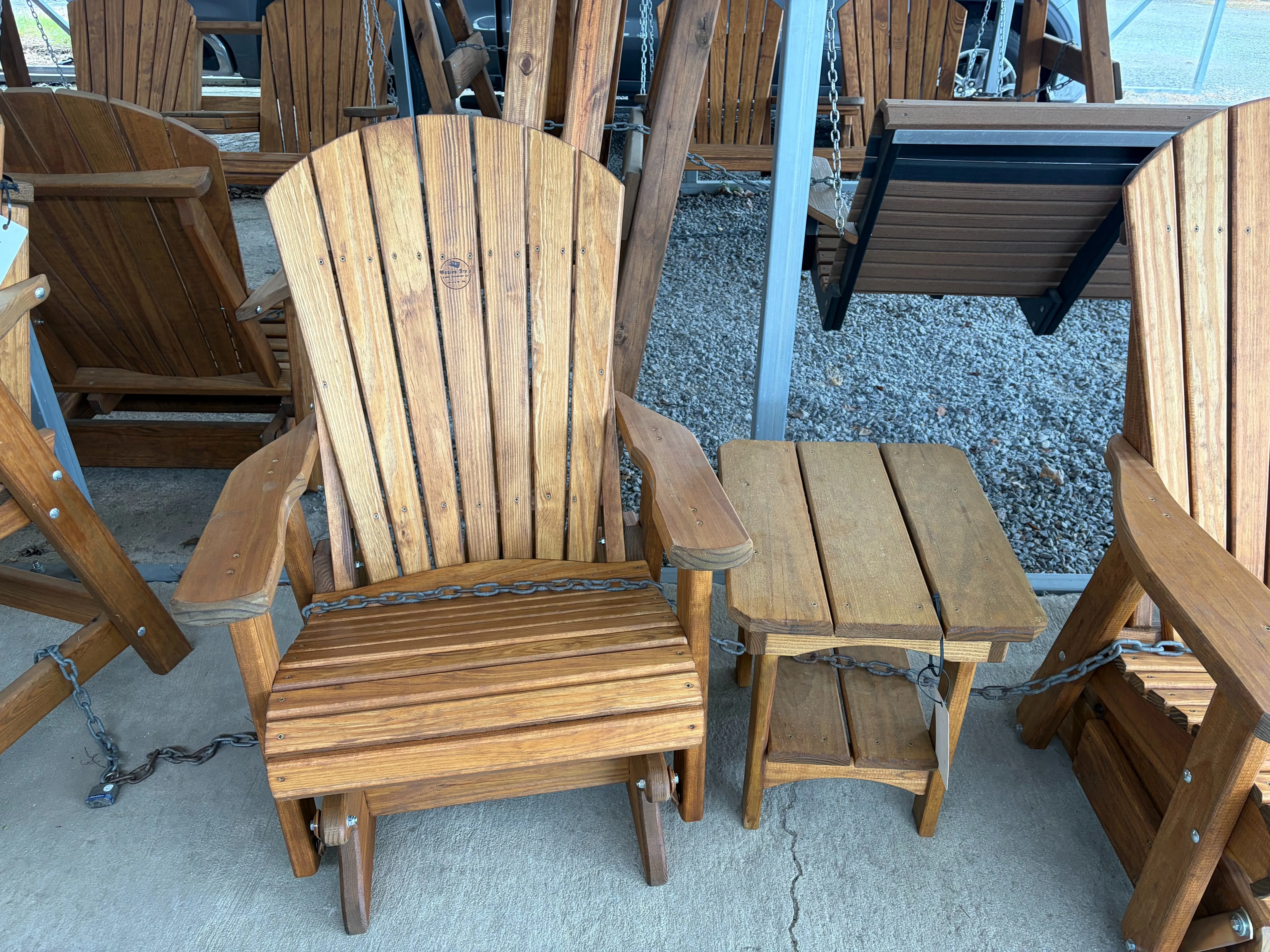 canyon brown stained & sealer wood single glider