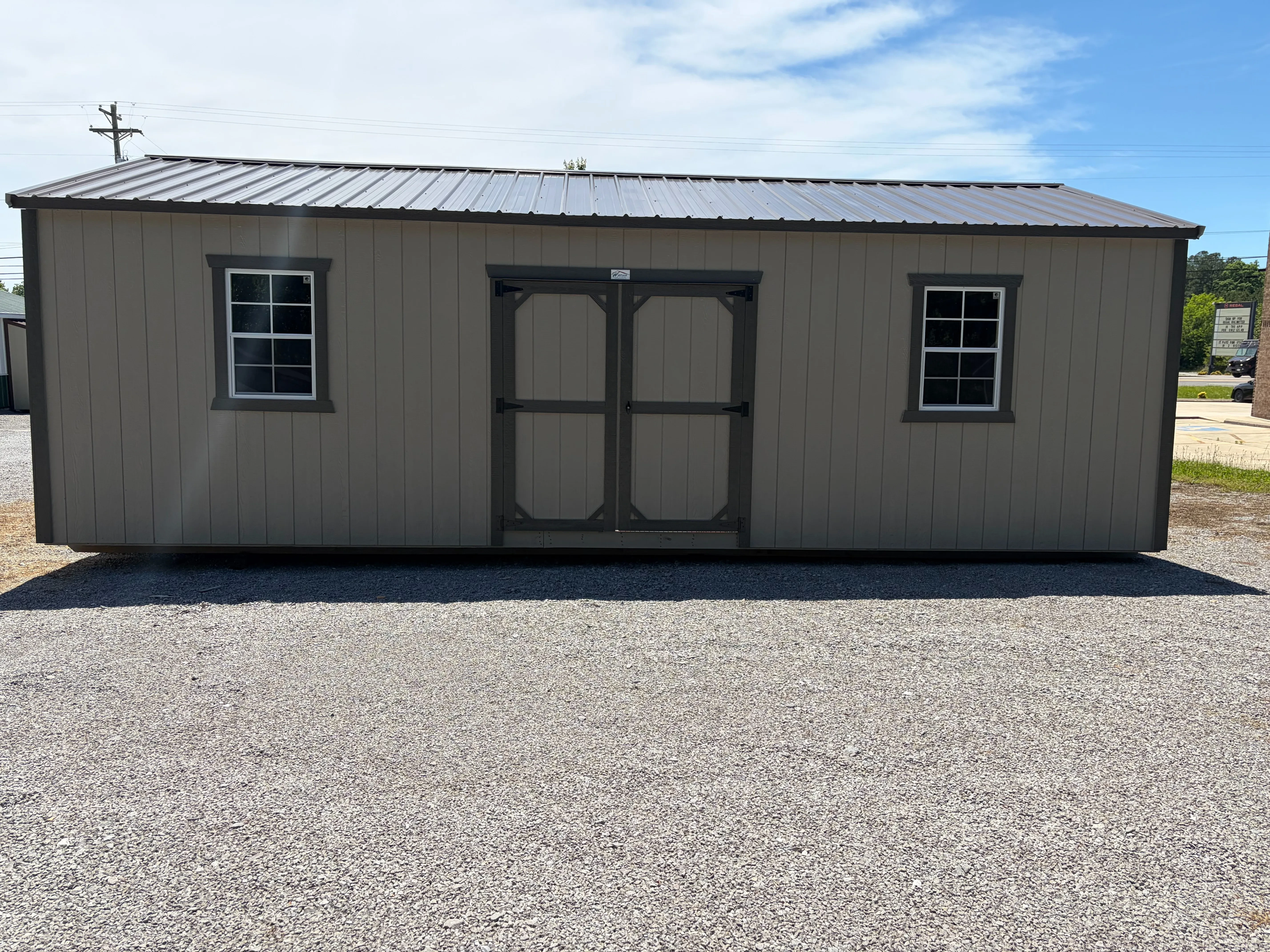 side view show the 72" double doors with 2 windows