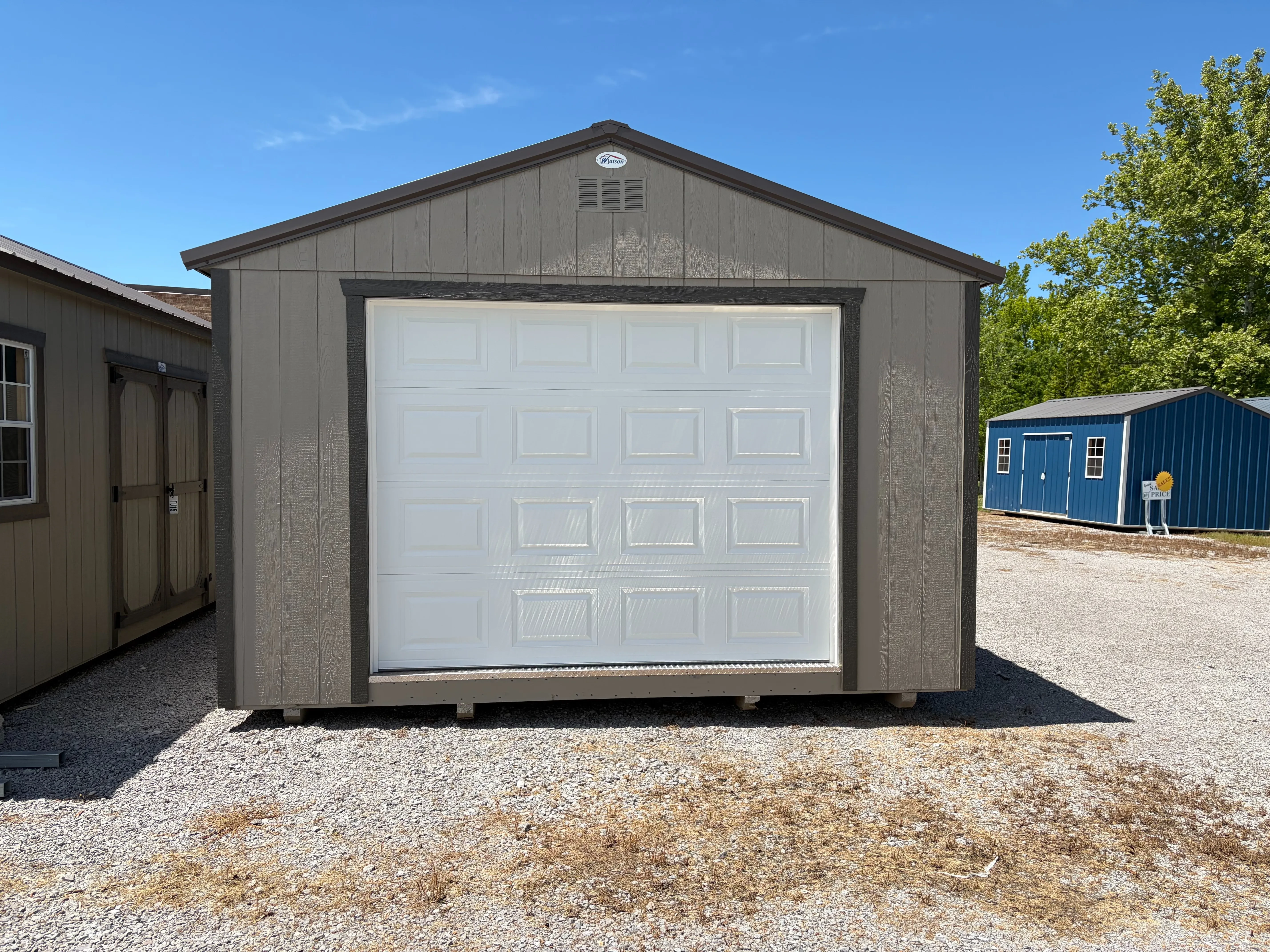 classic wood the front view of the 9x7 overhead garage door