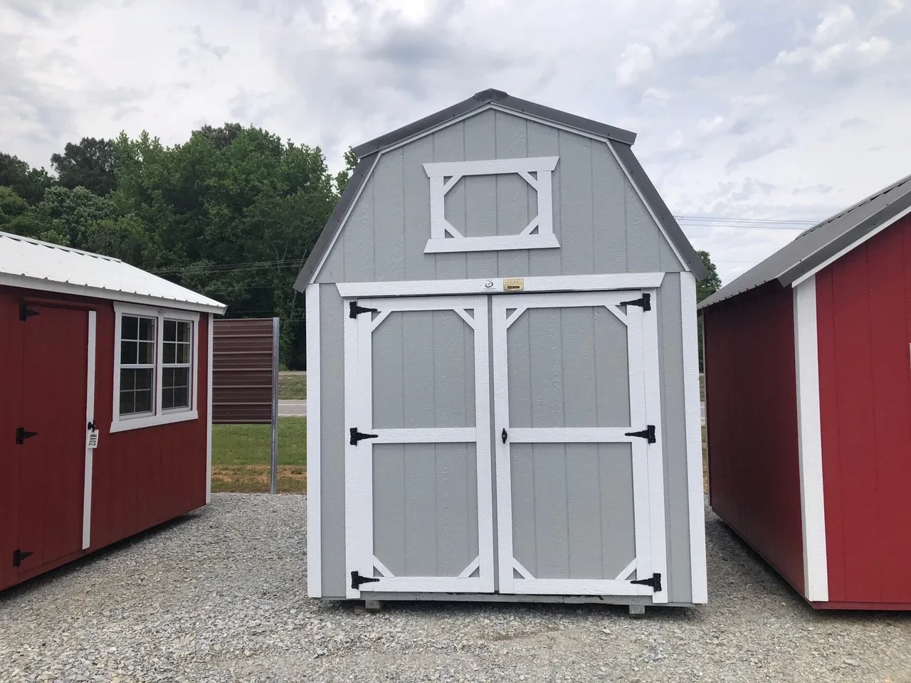 exterior view of lofted barn showing the double doors