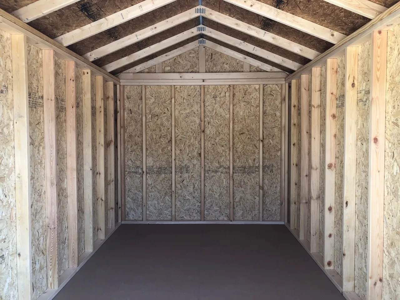 interior of utility shed showing floor