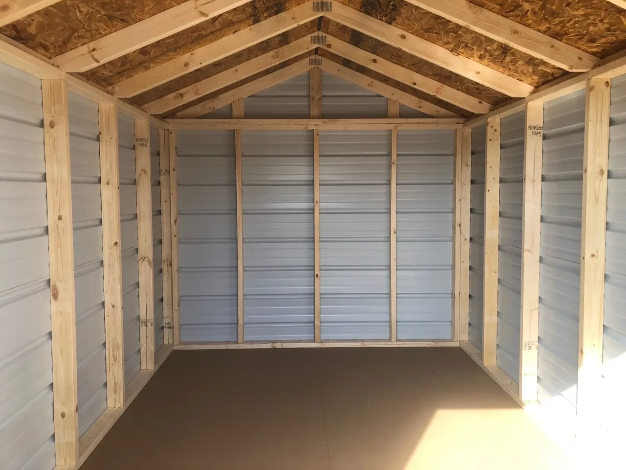 interior of 8x12 metal utility shed