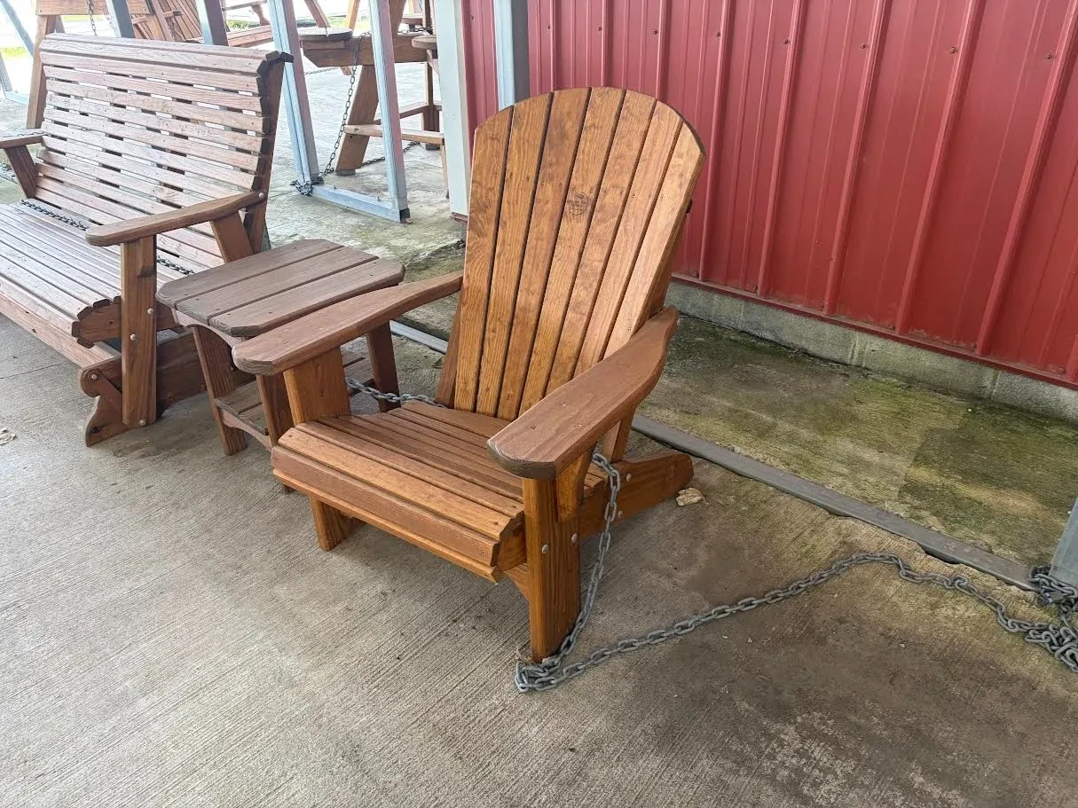single wood adirondack chair with stain & sealer
