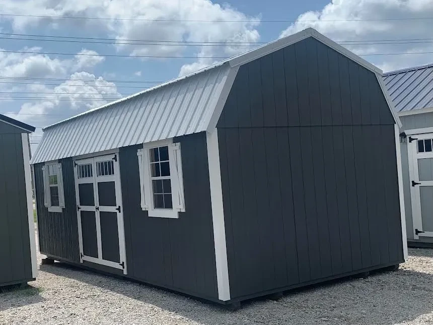 12 x 24 Side Lofted with two 4' lofts and shutters