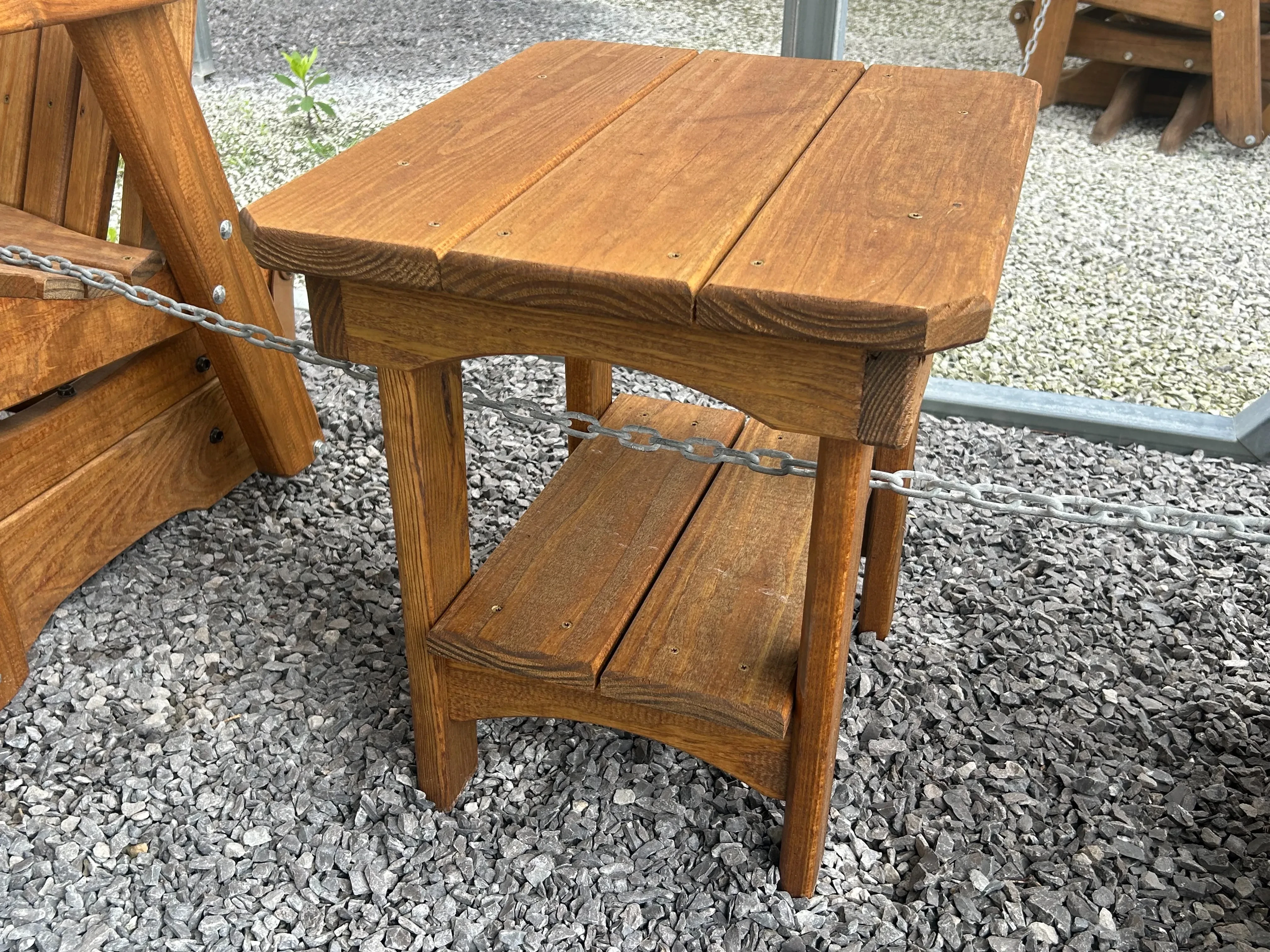 Wooden Adirondack end table in Canyon Brown