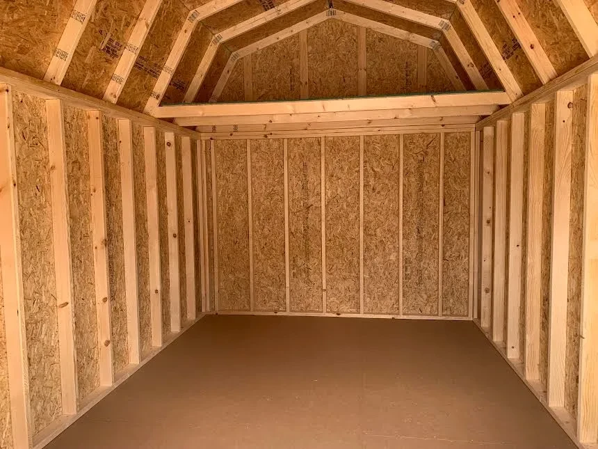 10 x 16 Lofted Barn inside