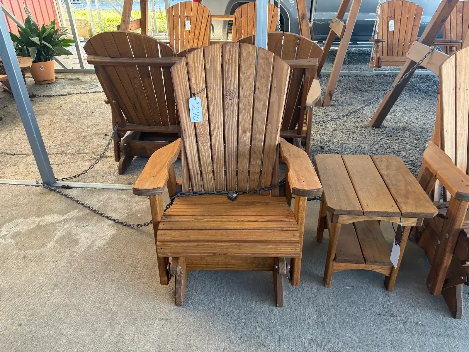 adirondack single wood glider stained & sealed