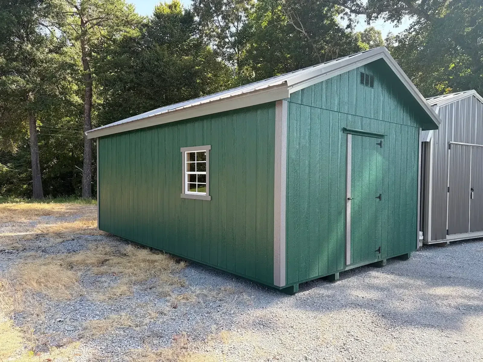 front veiw showing the single shed door and 2x3 window