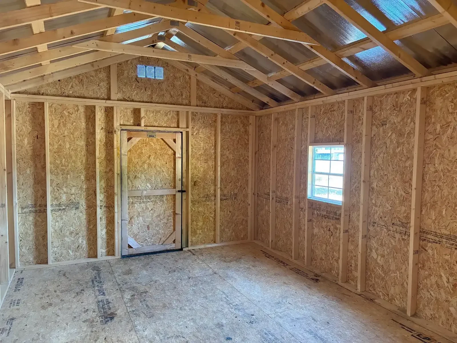 inside showing the single door and 2x3 Window, radiant barrier roof only