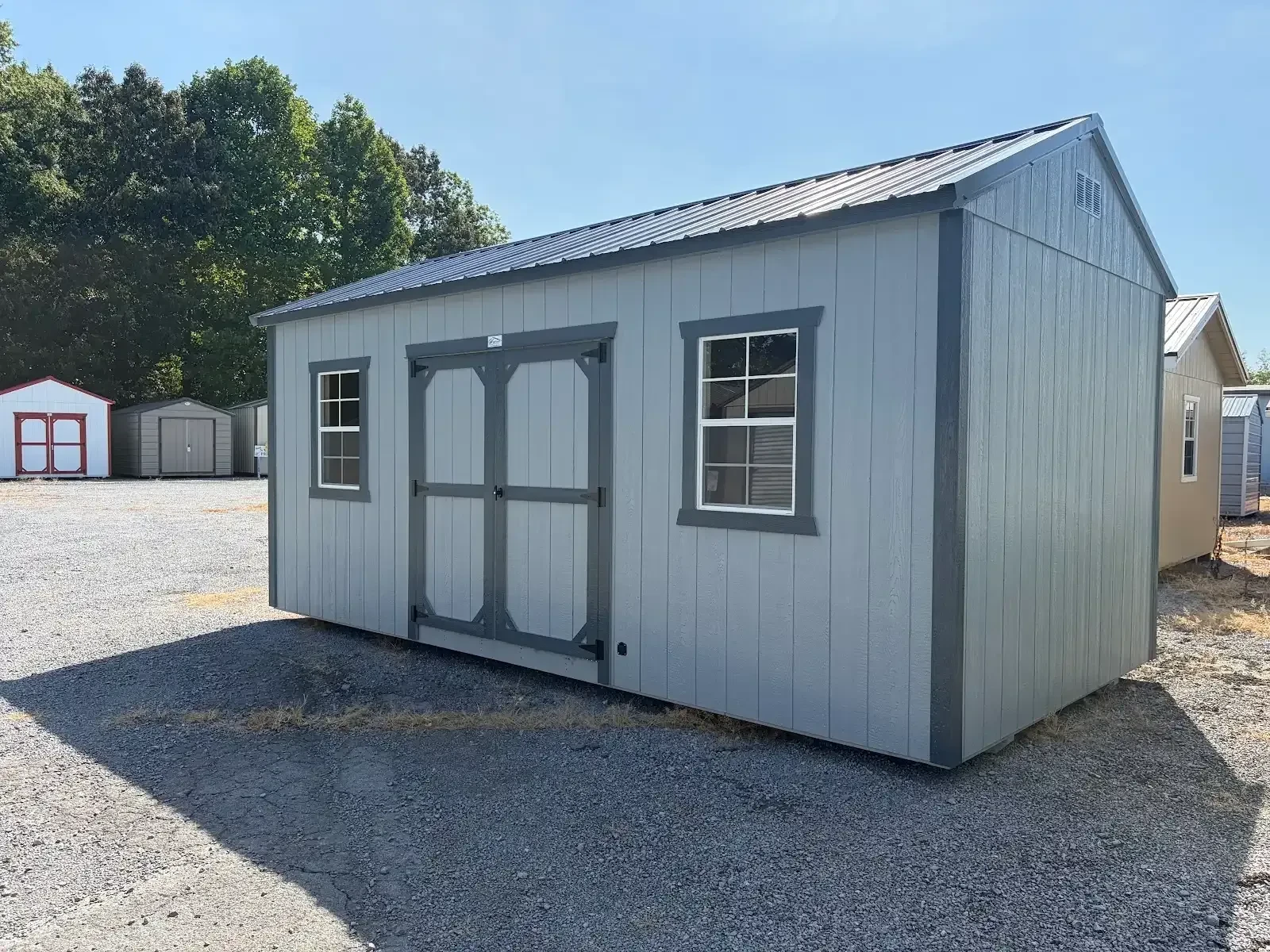 another veiw from the side showing double doors and windows