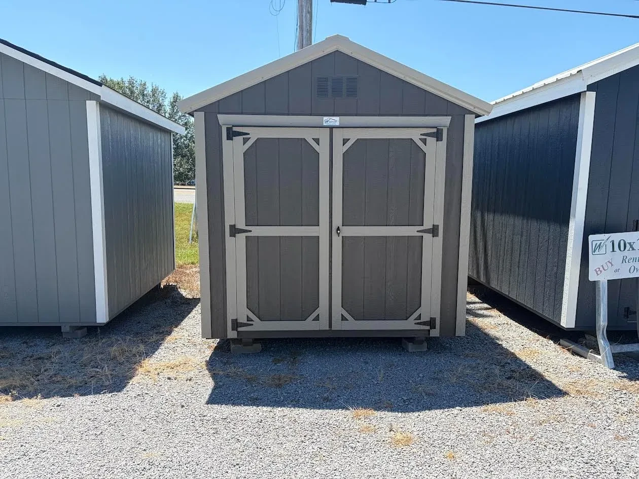 abronze color siding with caly roof & trim with 72" double doors