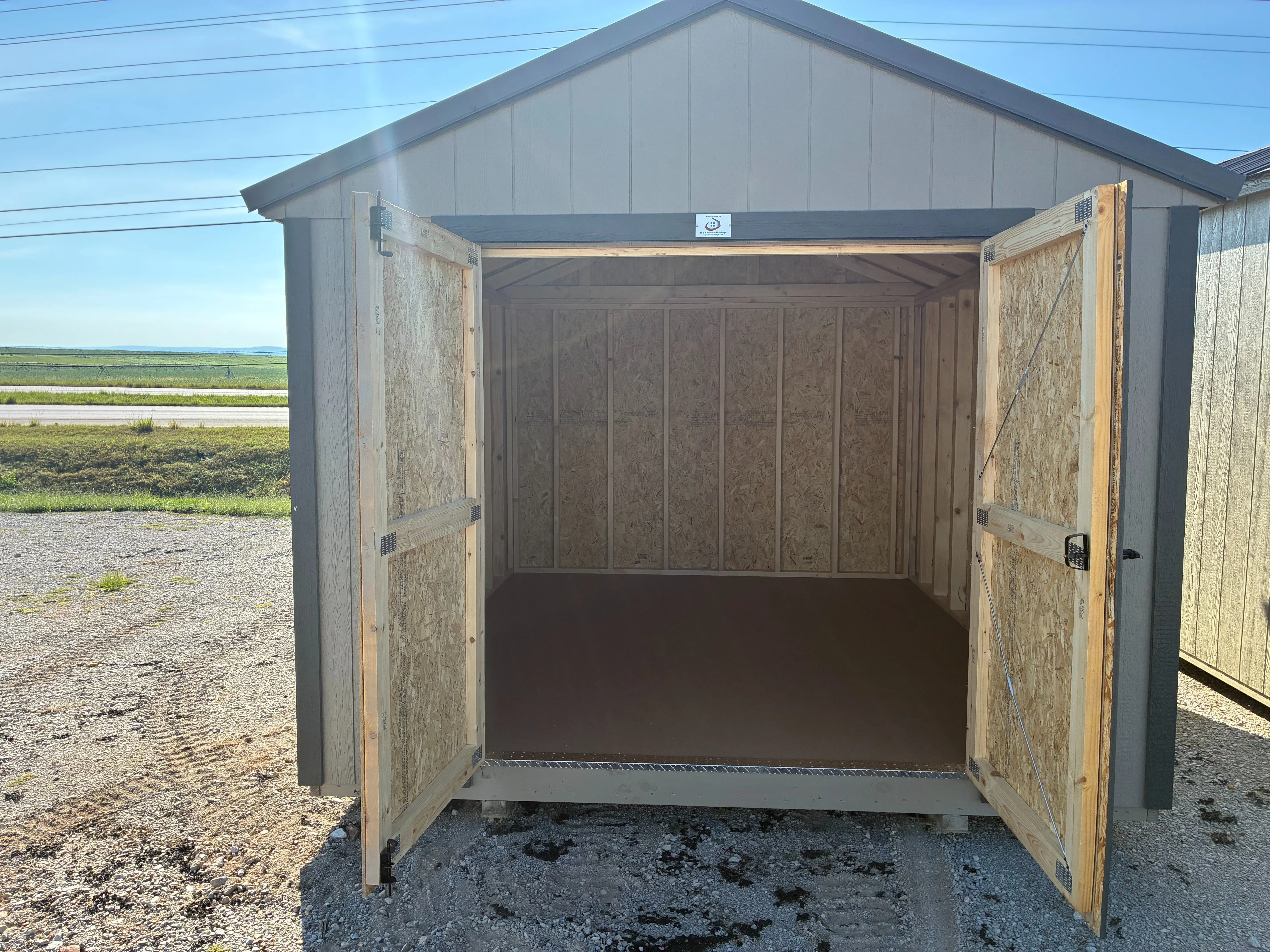 interior of 10x12 utility shed showing interior