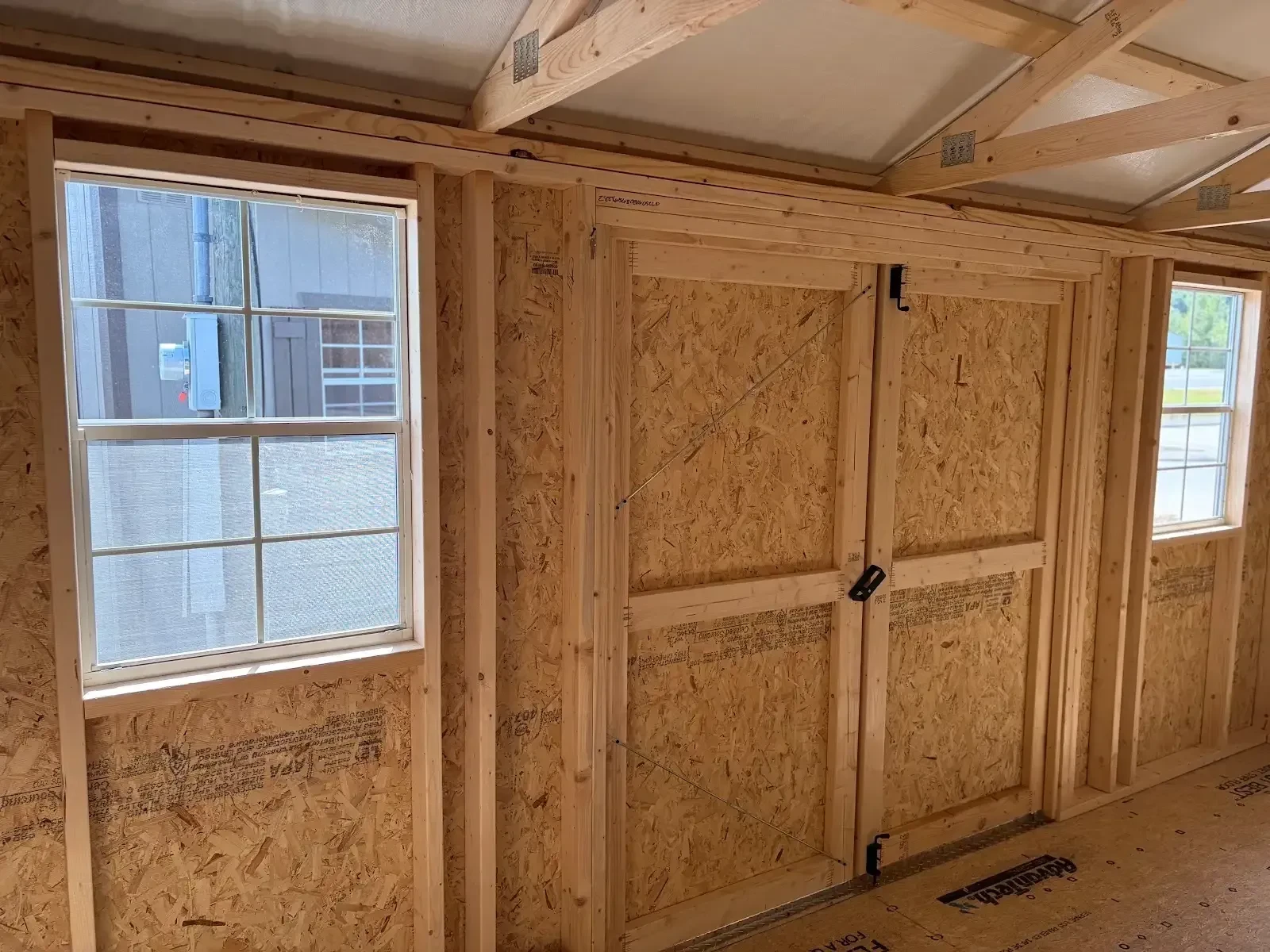 inside view (2) 2x3 windows and 72" double doors