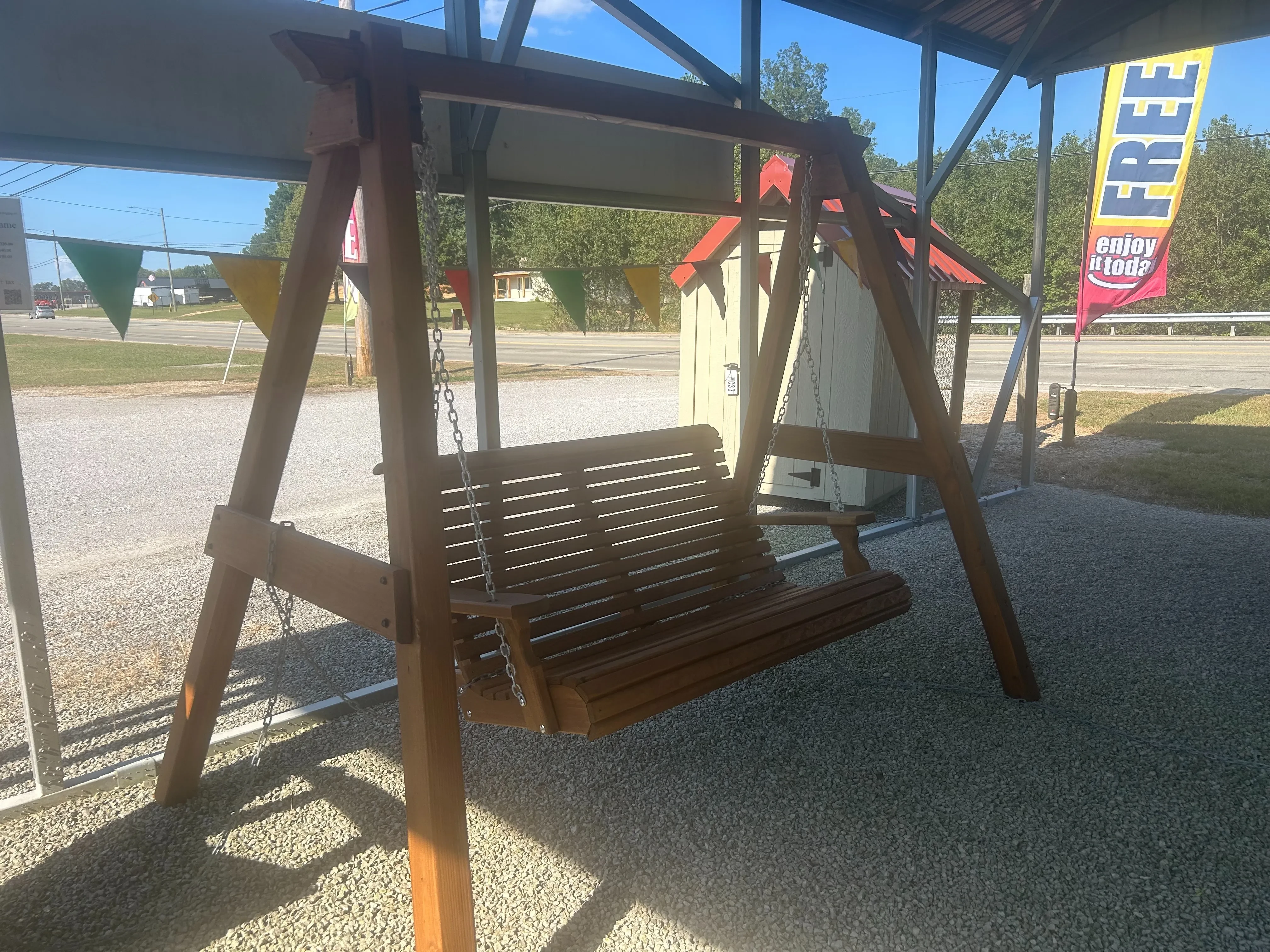 A-frame for swing in Canyon Brown