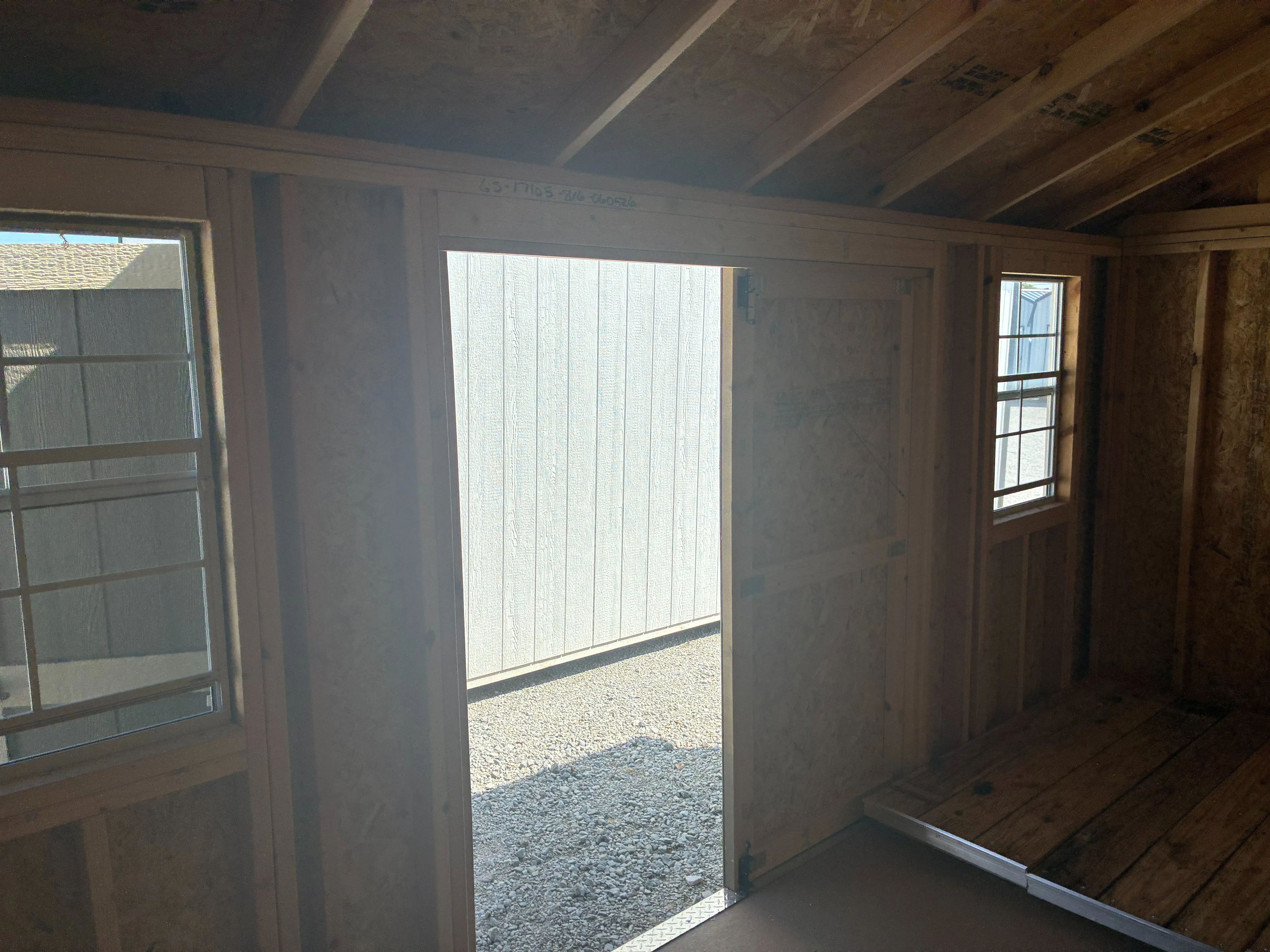 Interior of 8x16 Garden Shed looking out