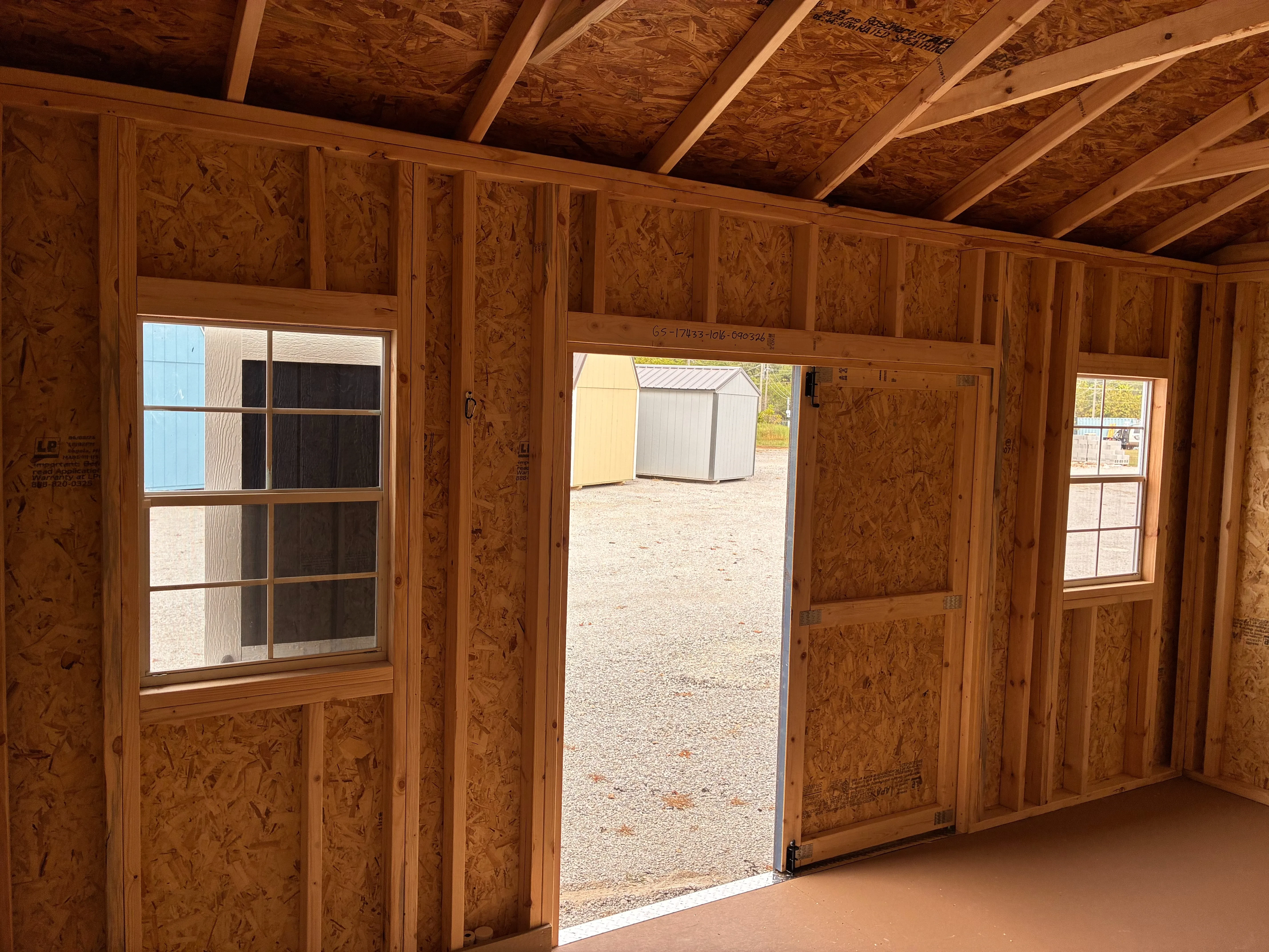 interior of 10x16 garden shed