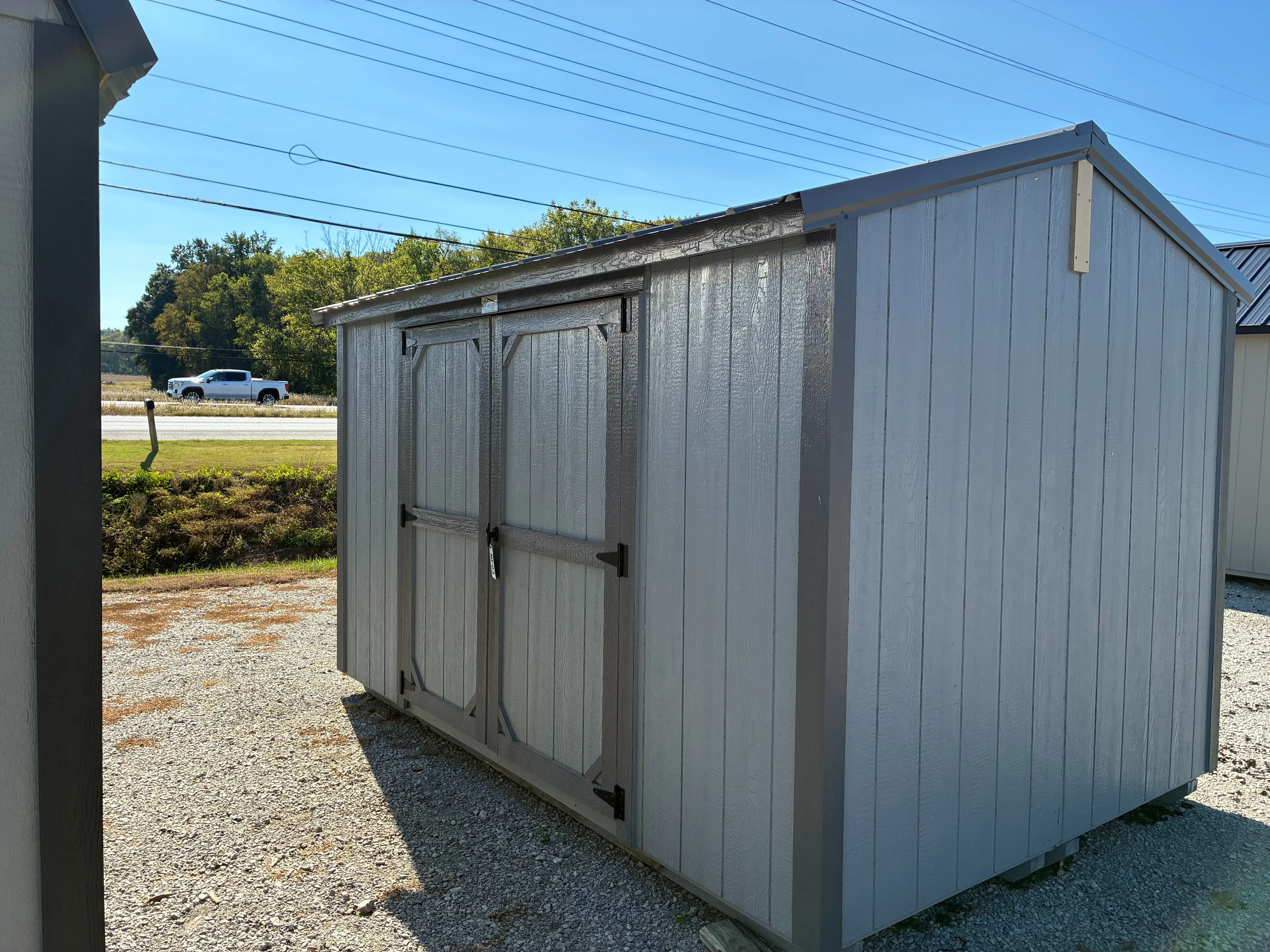 Exterior of 8x12 Micro Split-Shed showing 72" Double Doors