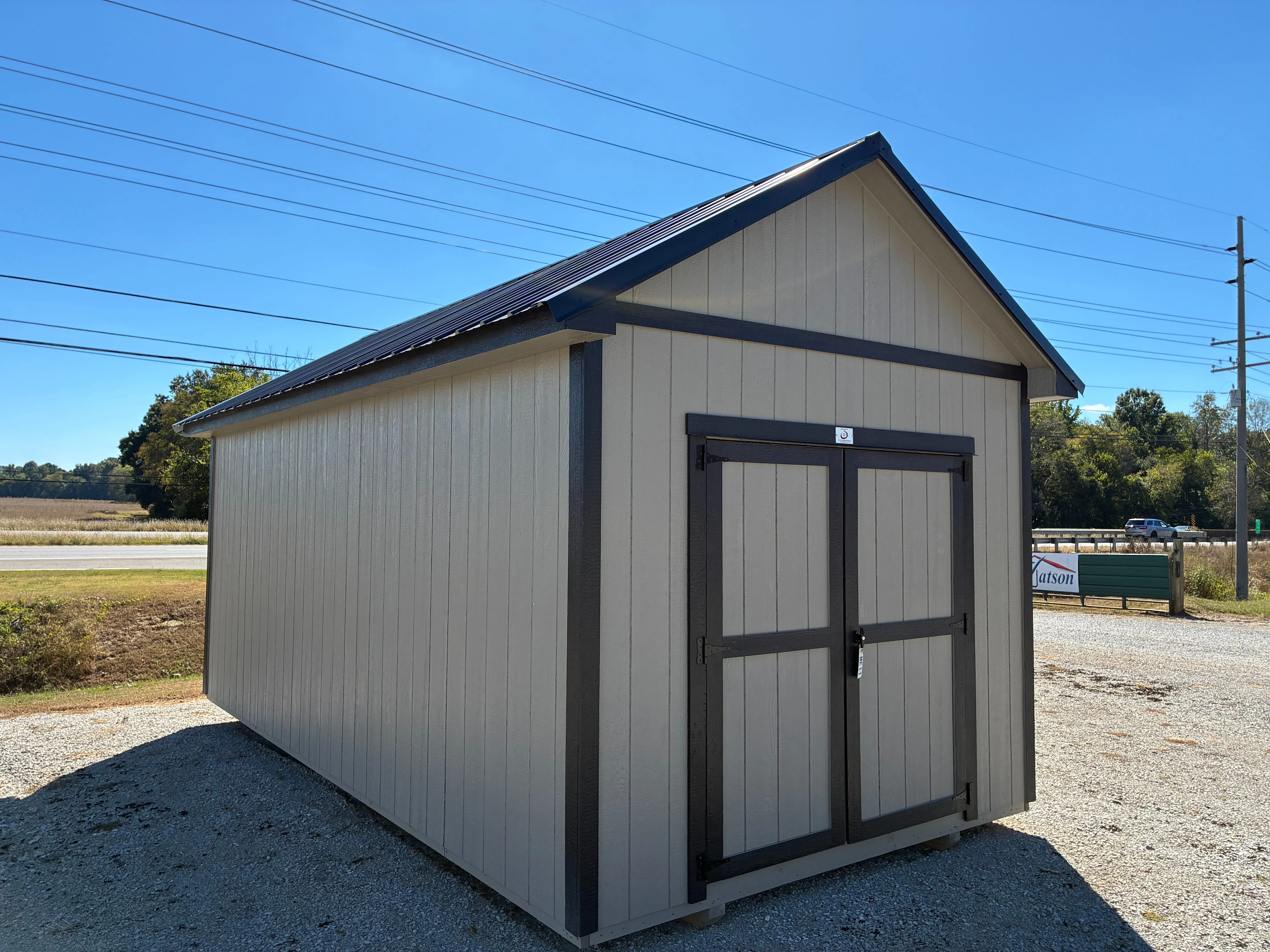 10x20 Ultra Wood Utility Shed showing double doors