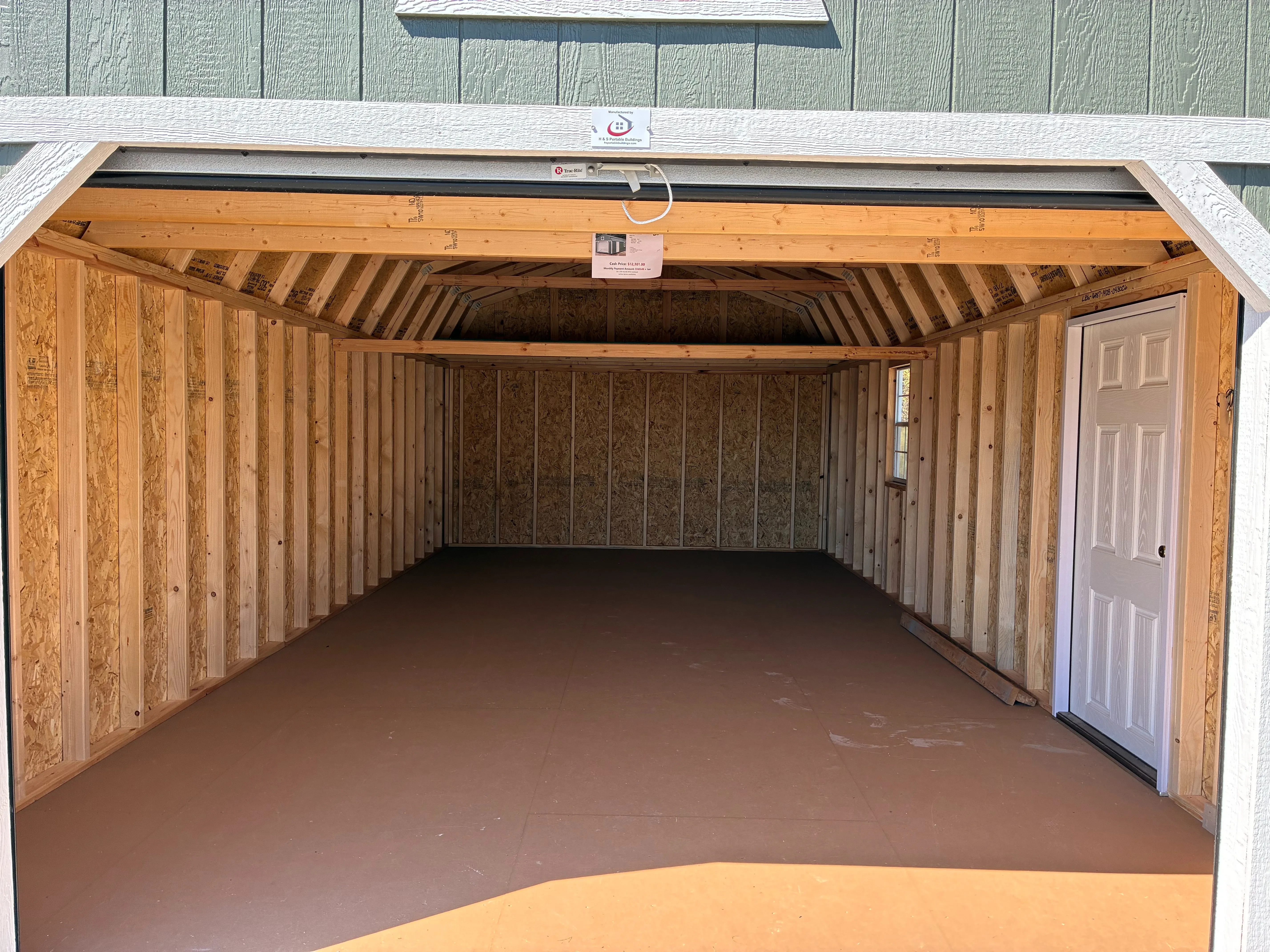 Interior of 14x28 Lofted Garage showing 4' Loft