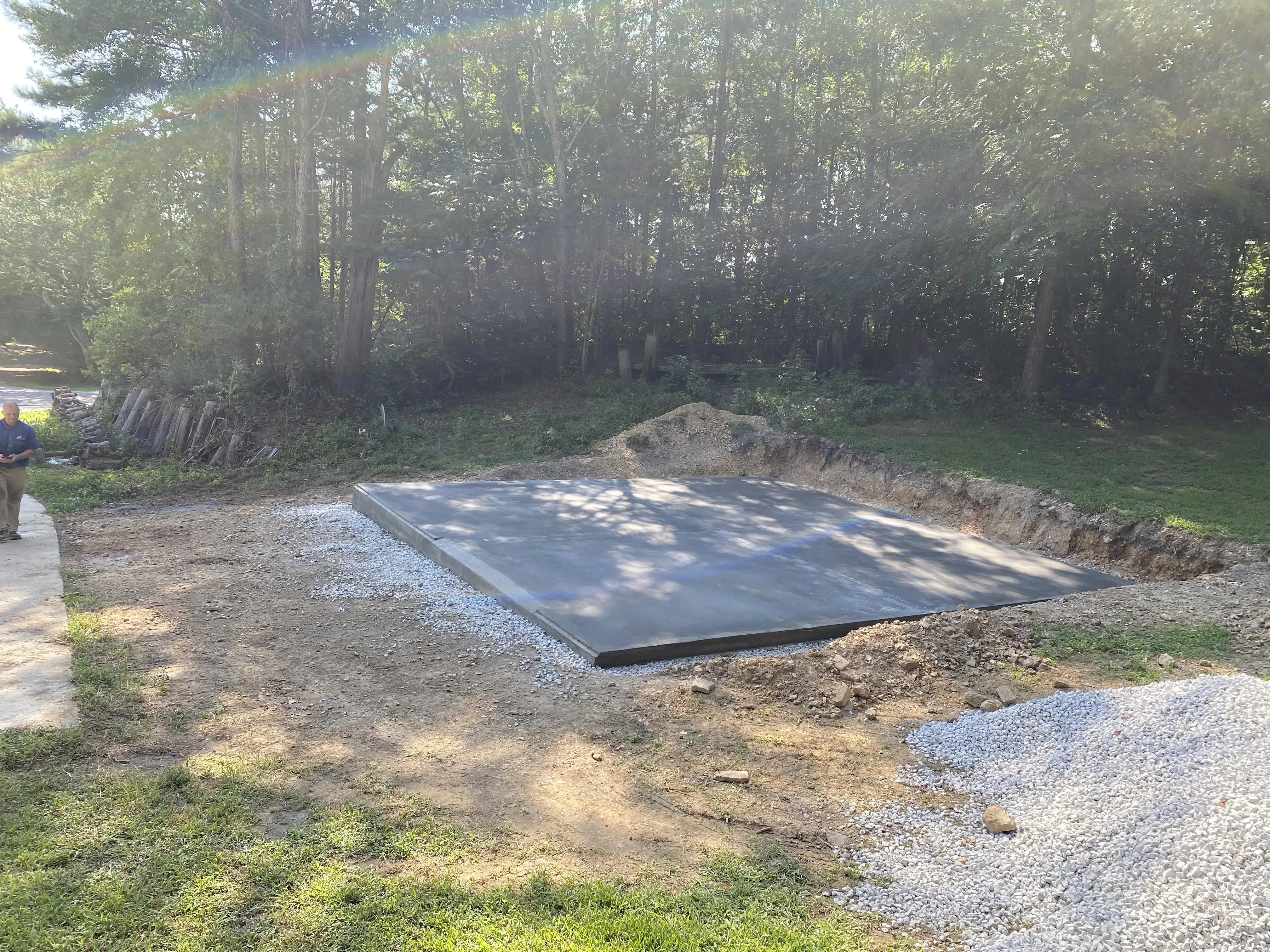 Garage site with concrete poured.