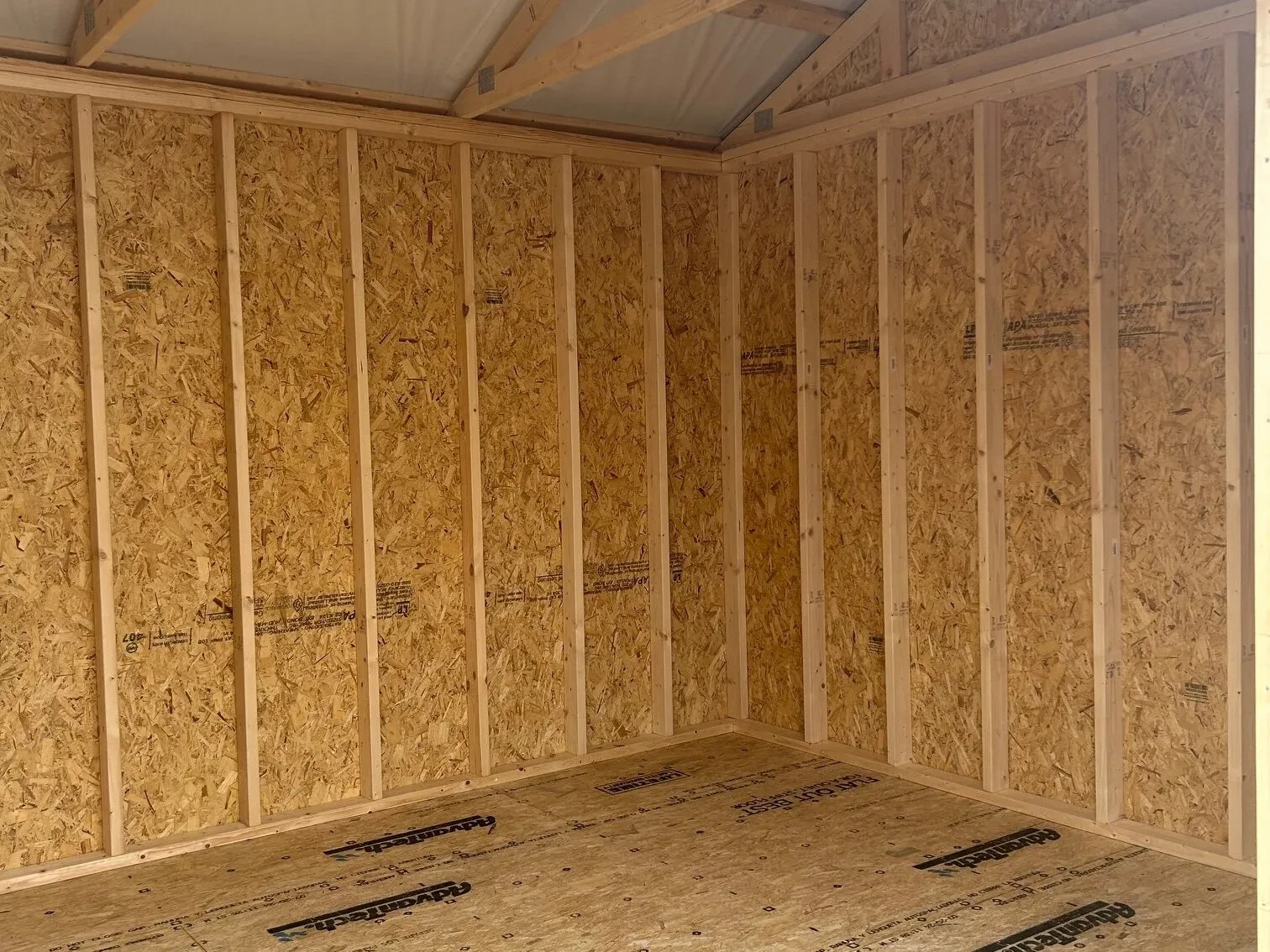 The inside corner of a wood shed