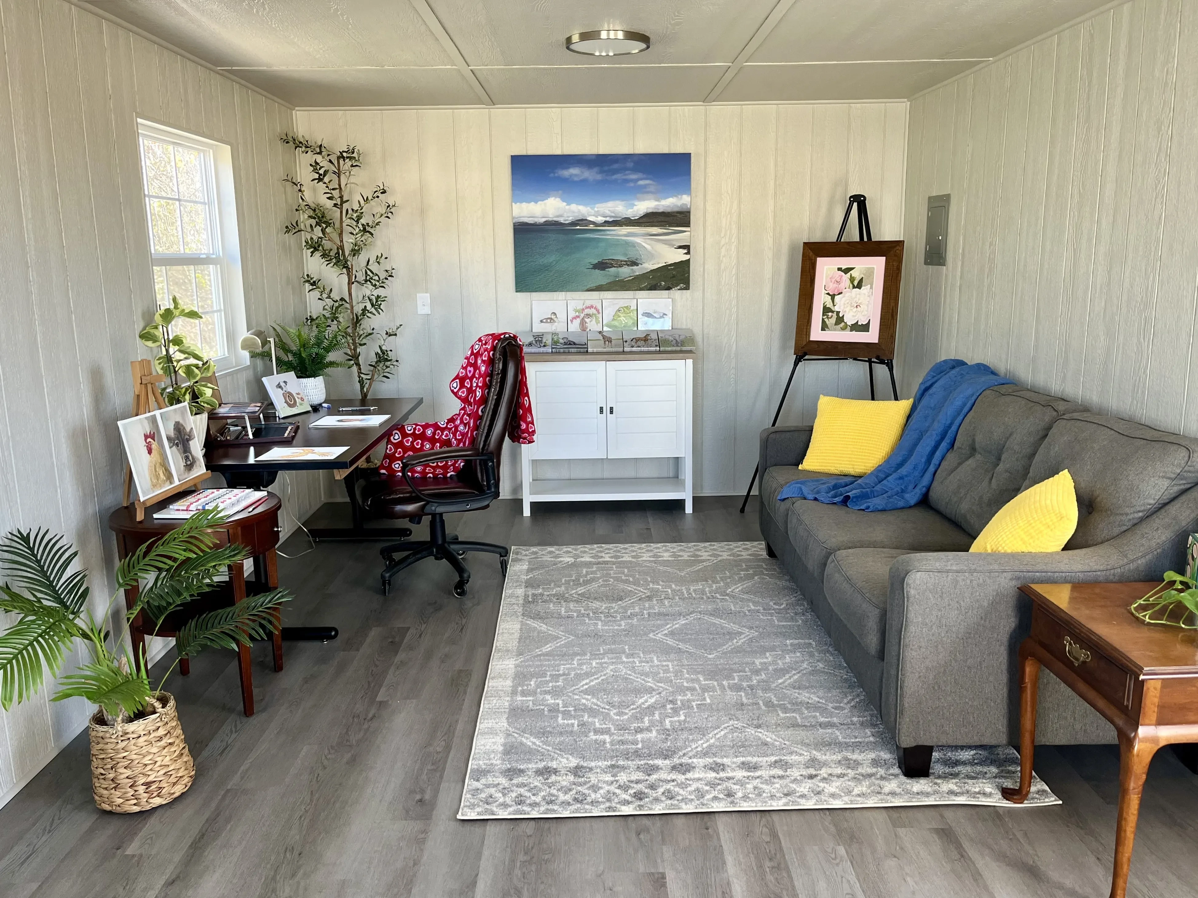 Readymade interior set up as an art studio.