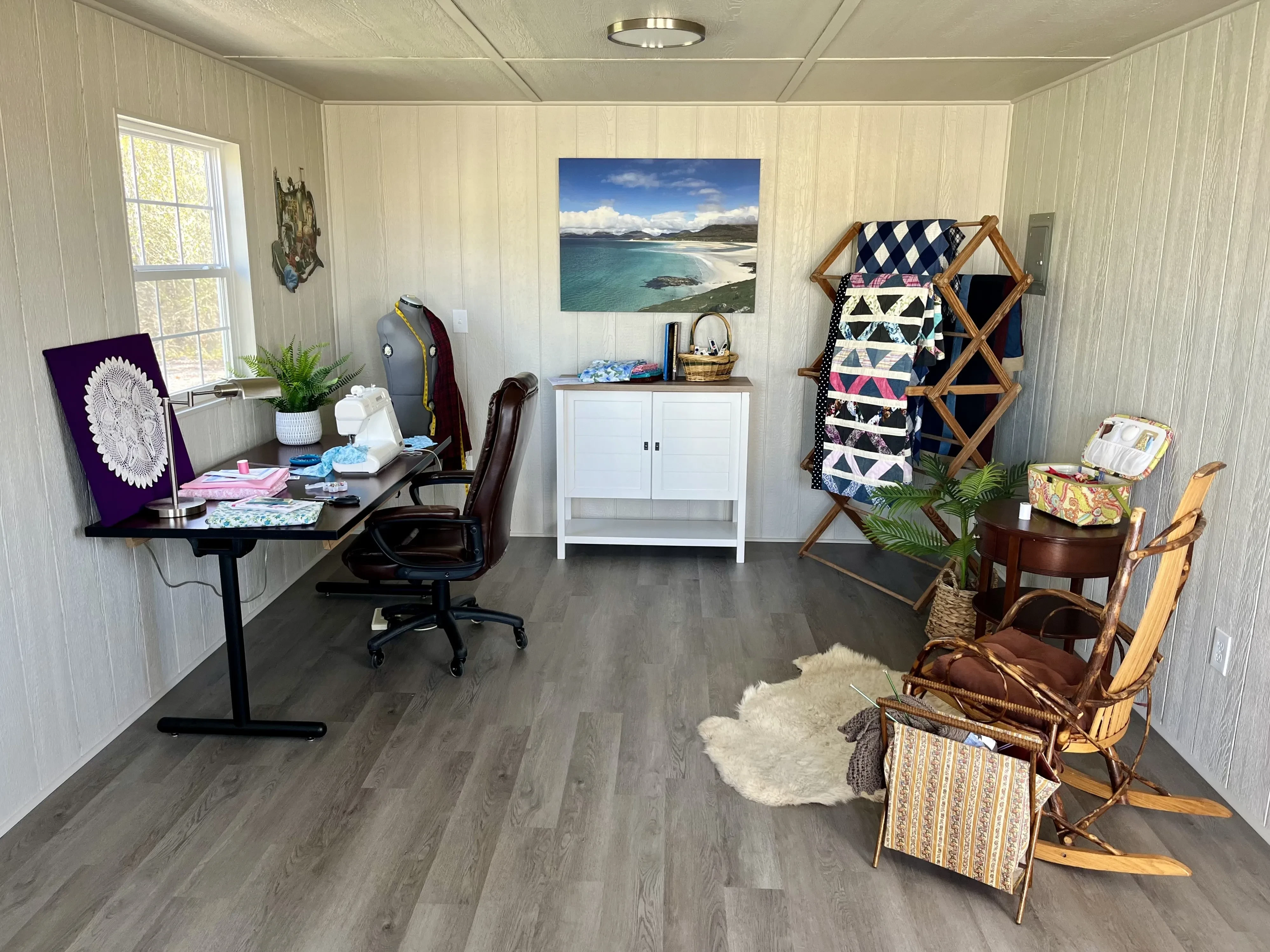 Readymade interior set up as a sewing room.