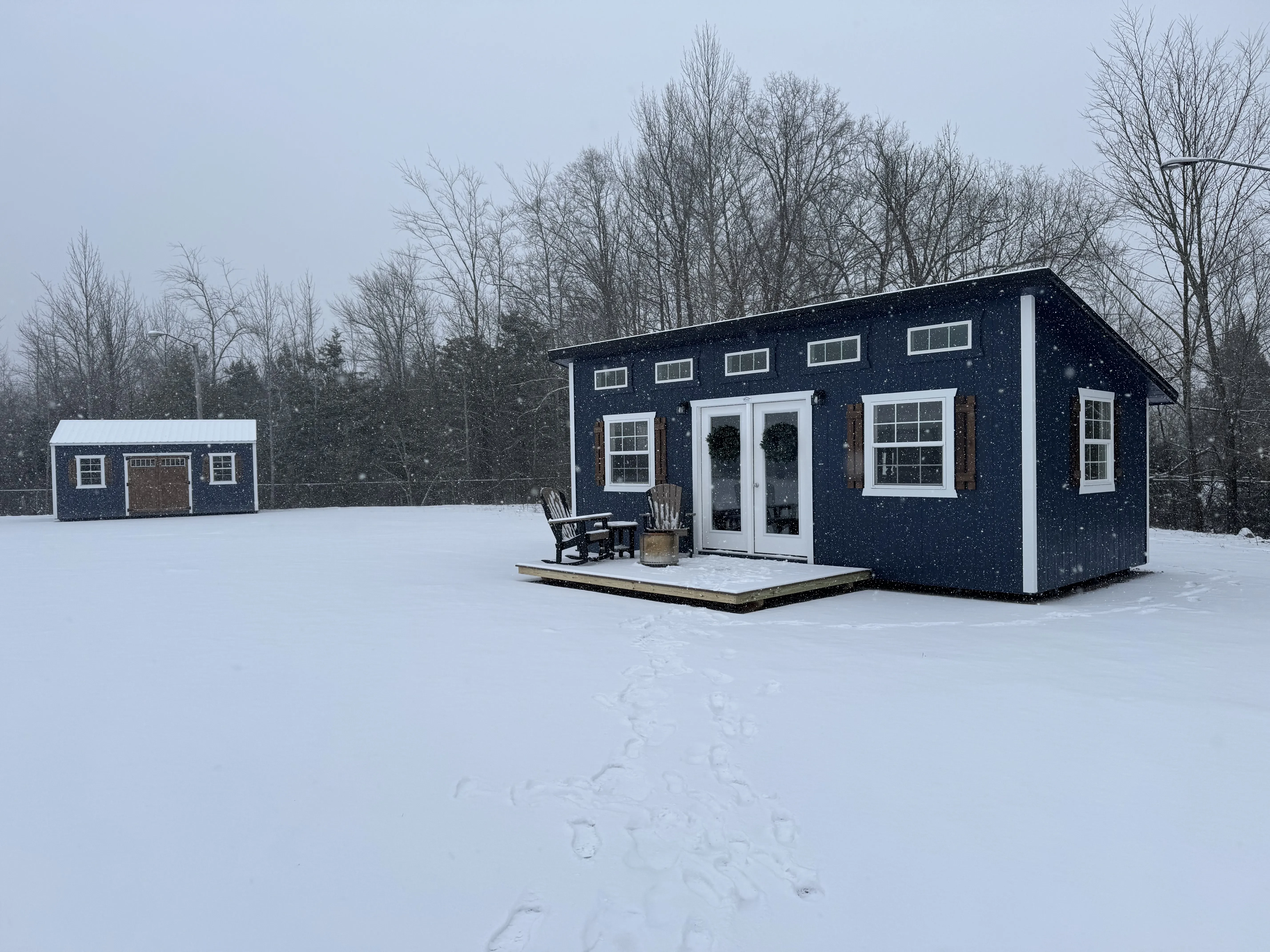 Readymade Shed and extra shed in the snow.