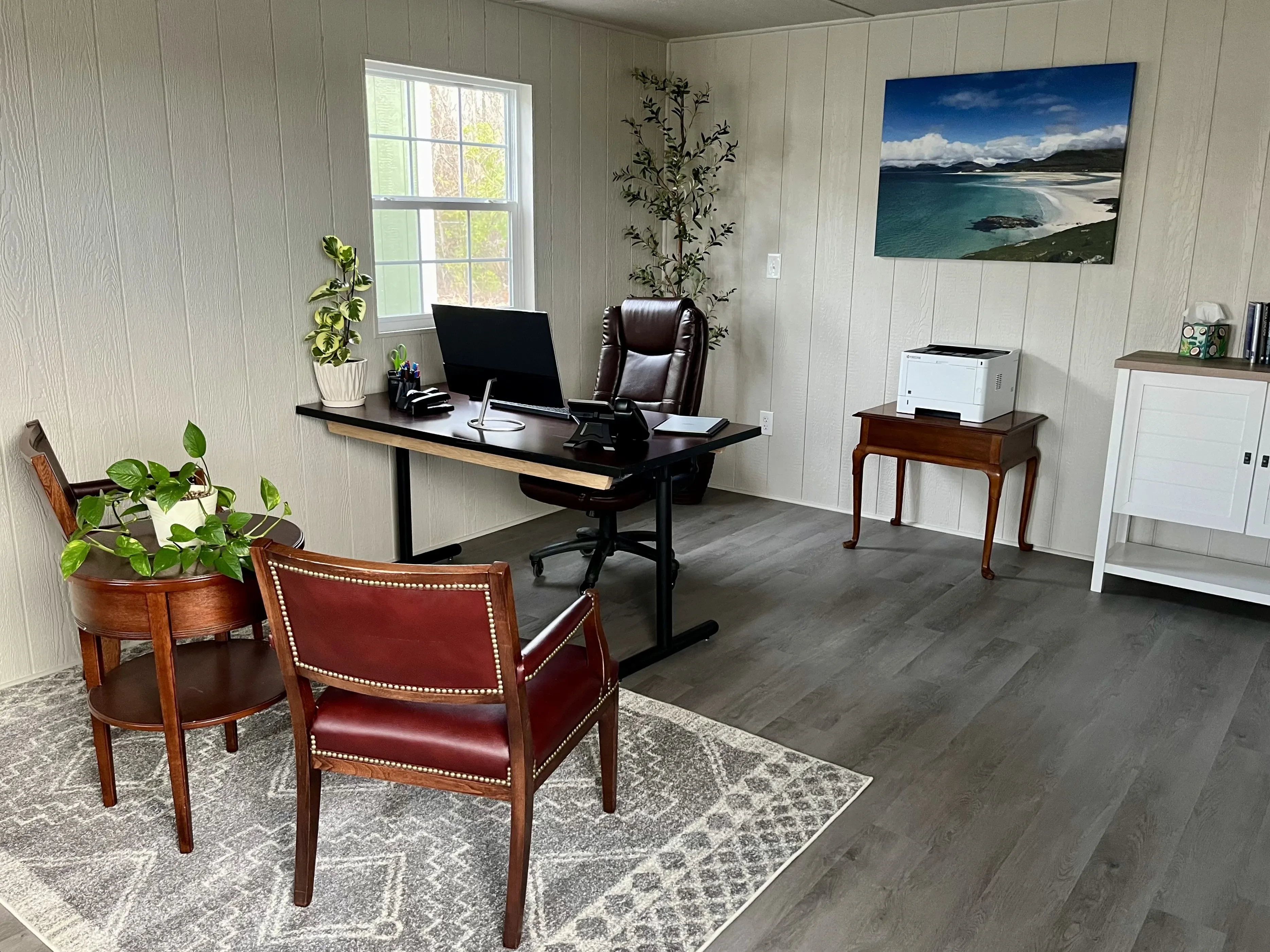 Readymade interior set up as an office.