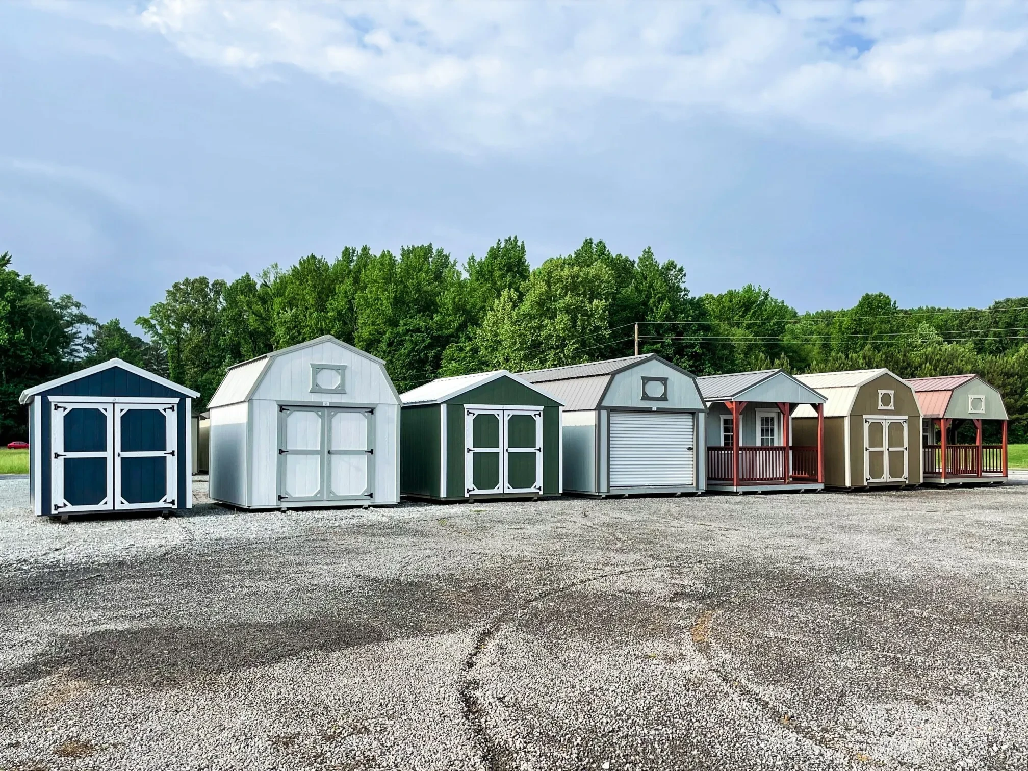 row of classic wood sheds for alabama
