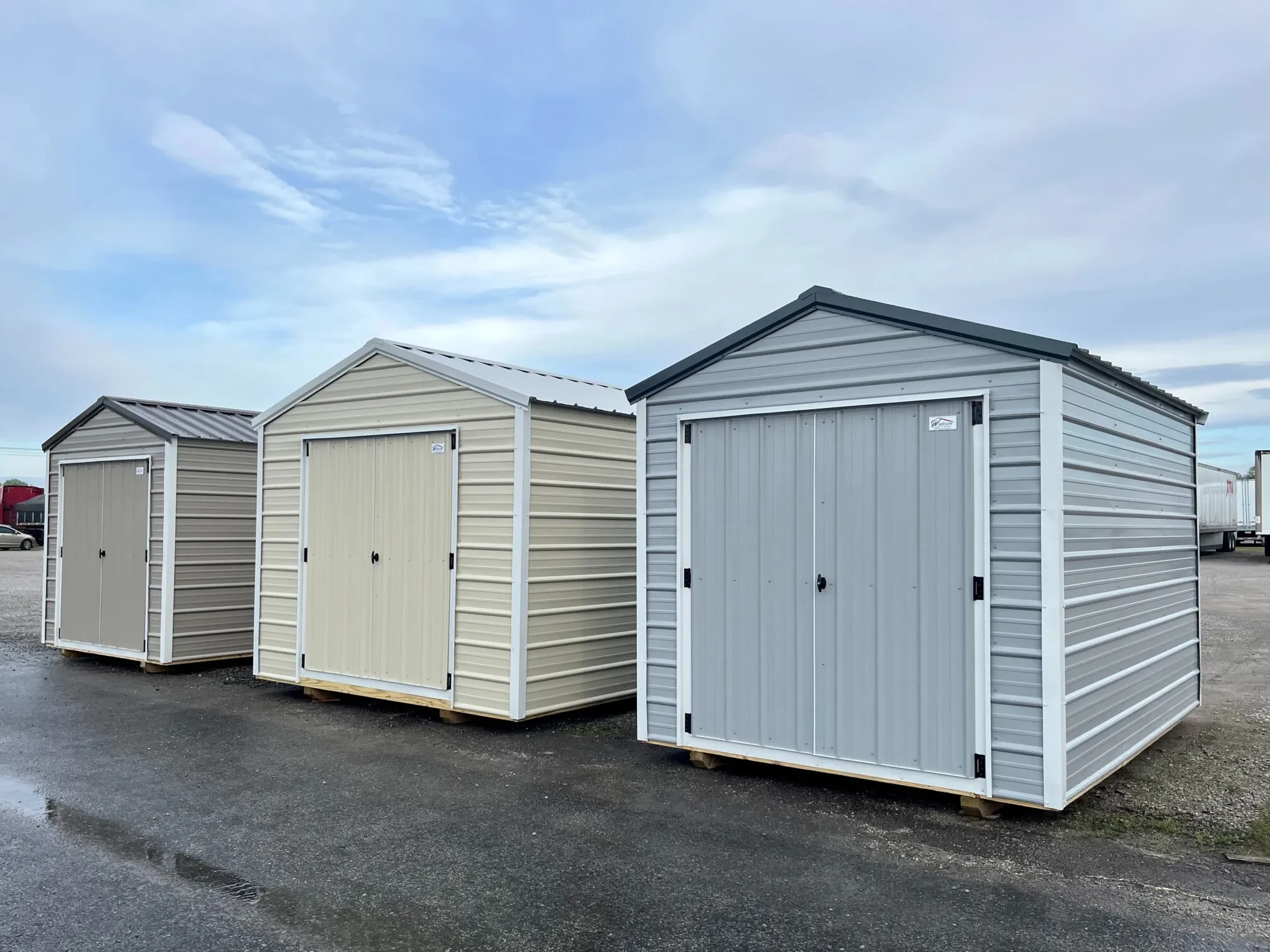 a row of economy metal sheds for tennessee