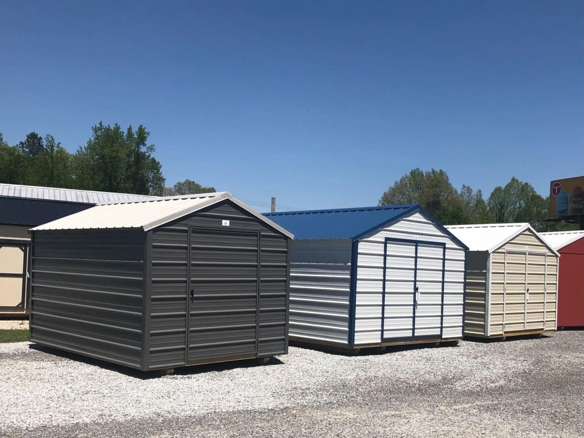 a row of economy metal sheds for alabama