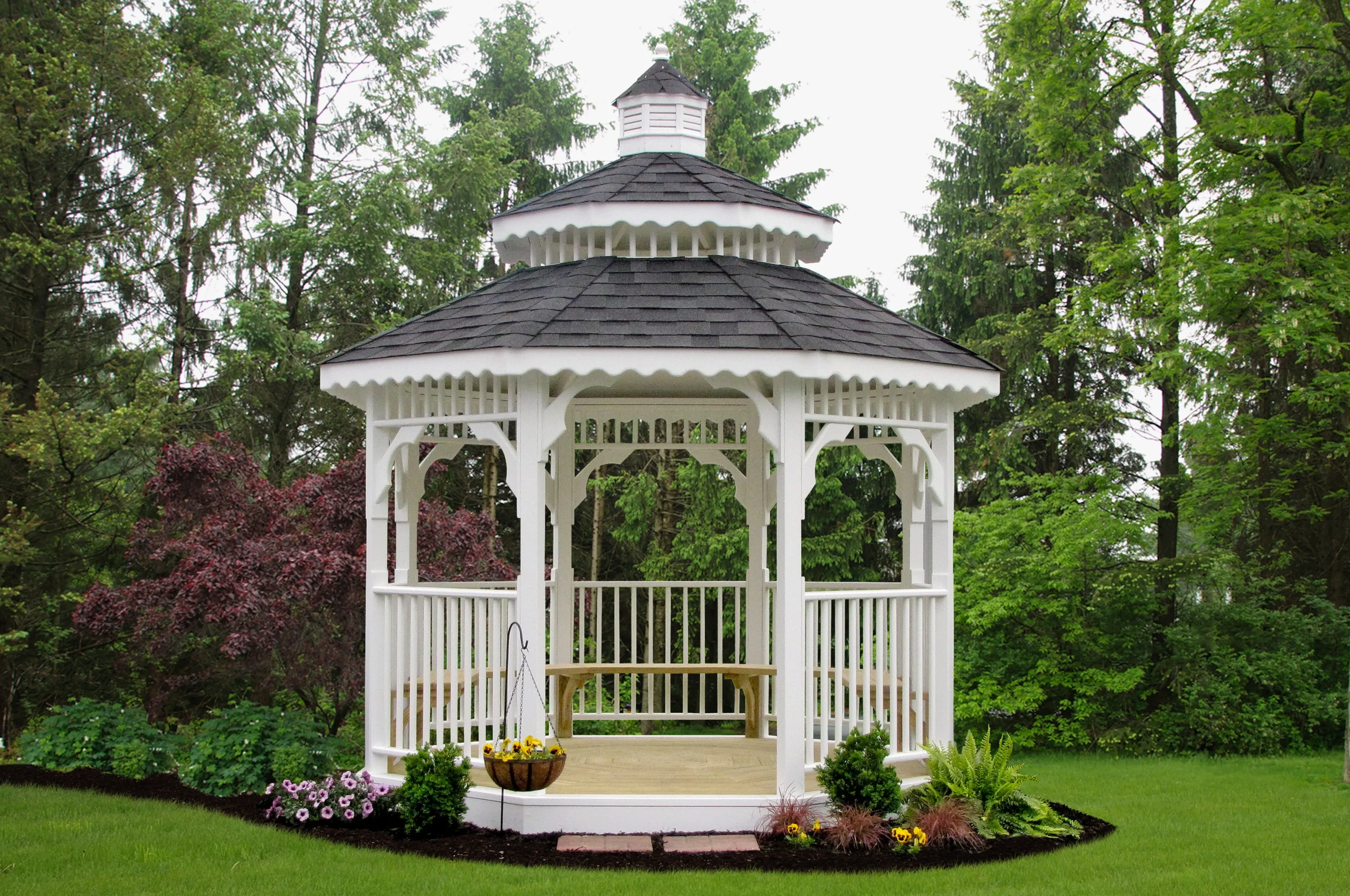 Premium Vinyl Gazebo set up in yard
