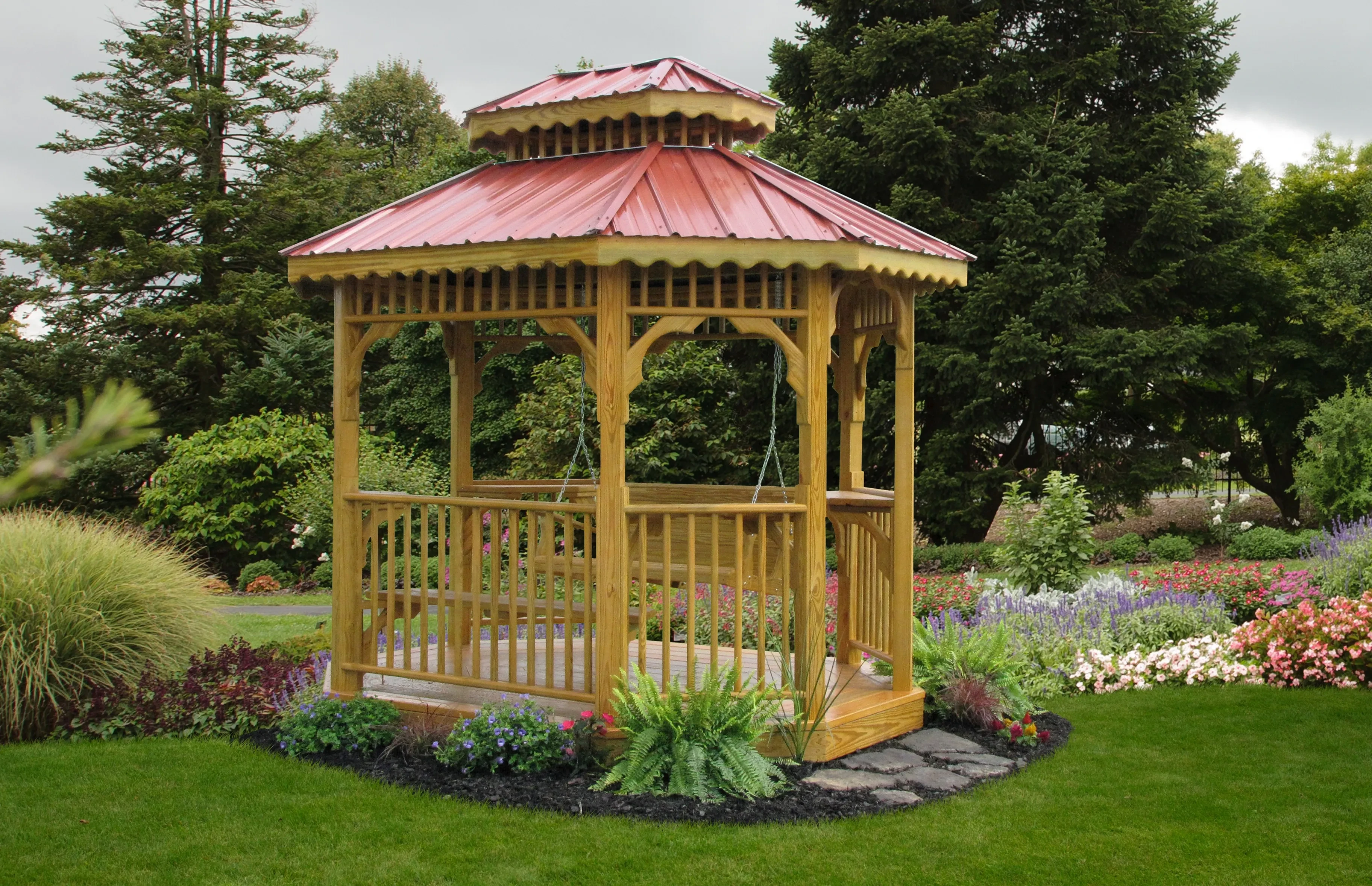 Teahouse for two set up in yard