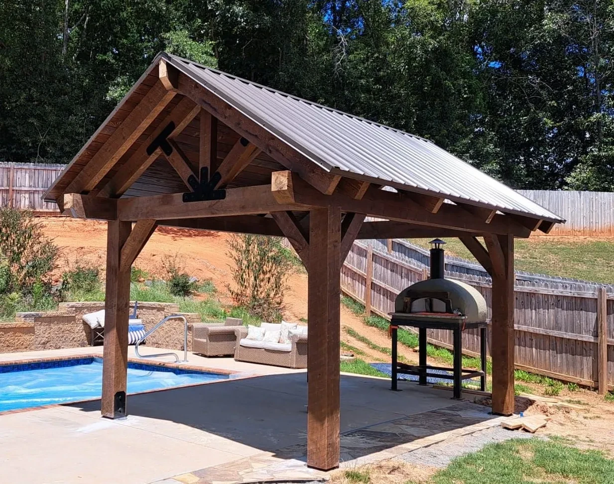 Pavilion with outdoor grill.