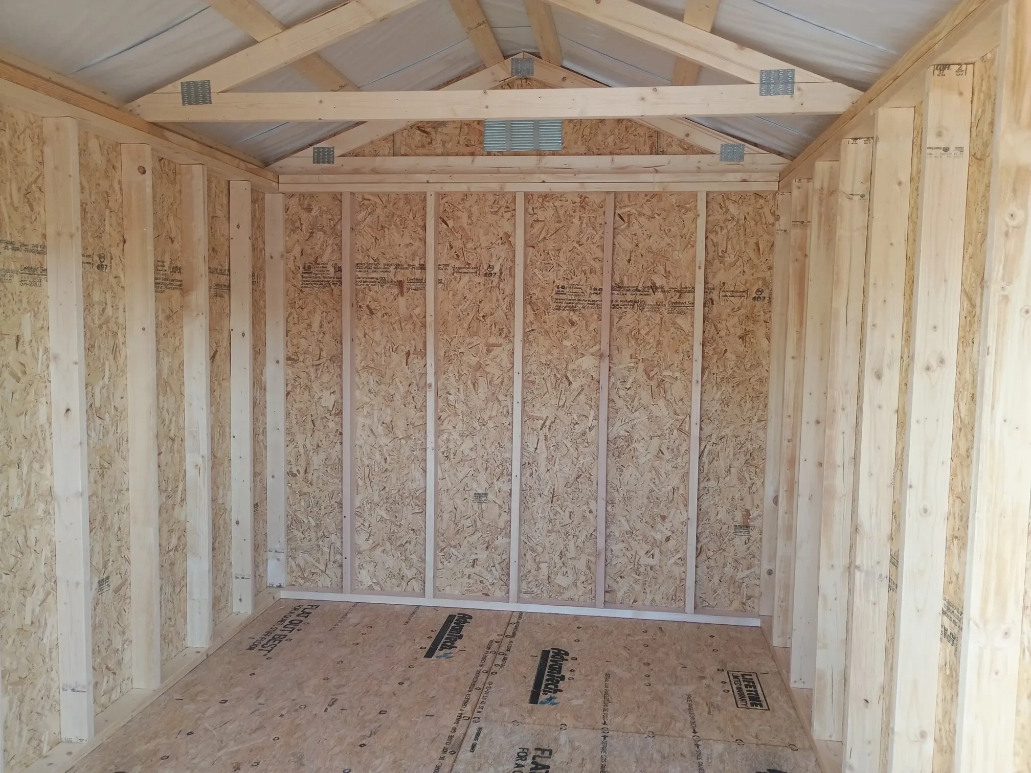 inside an 8x12 wood shed