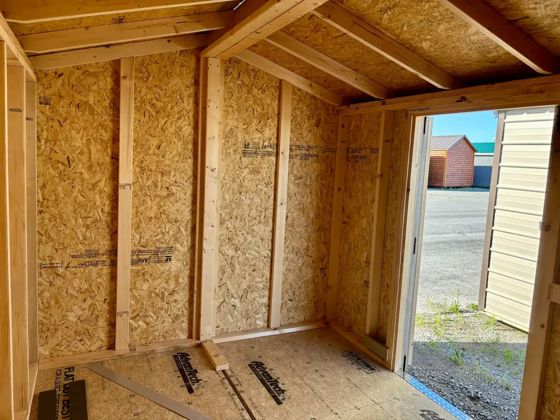 inside a unique split shed showing the 2x4's in the middle which keep it together
