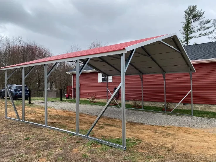 a squared frame roof only carport with horizontal roof metal