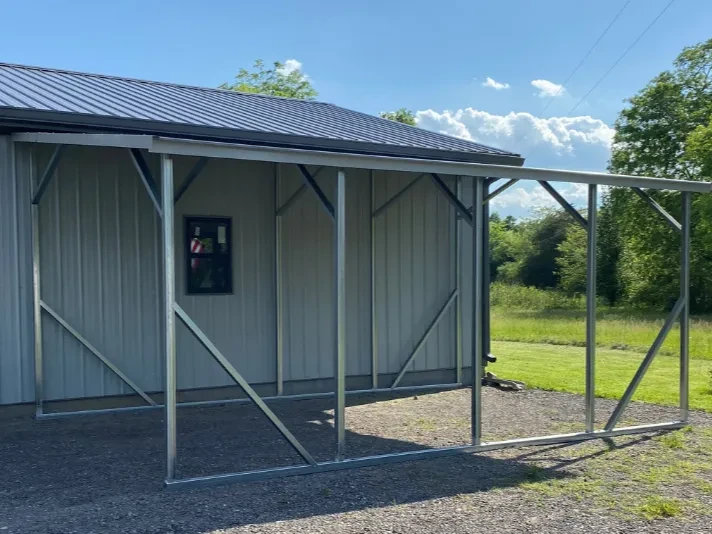 a free-standing lean-to installed next to a garage