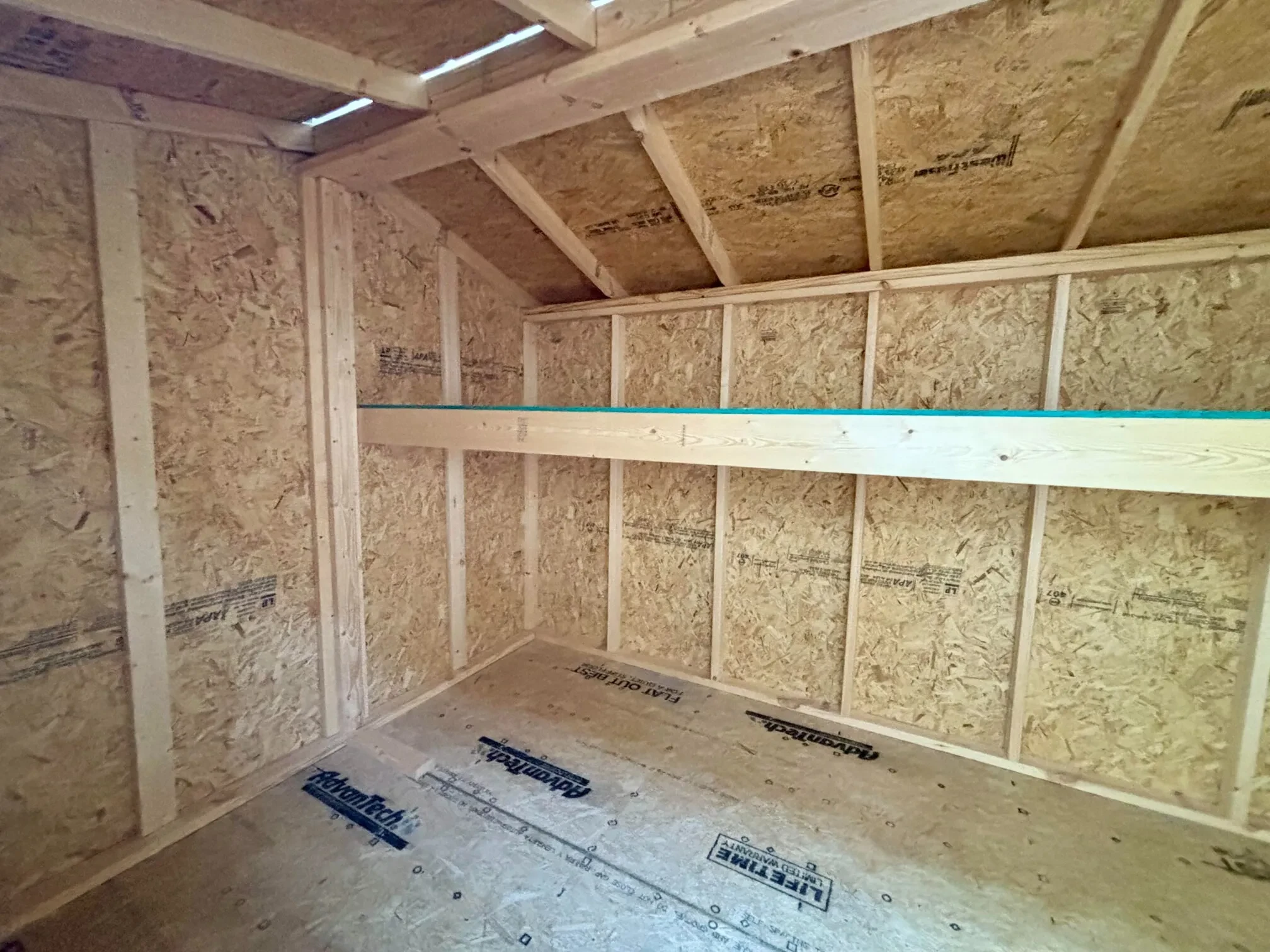 inside a split-shed which has a 2x4 down the center to hold it together