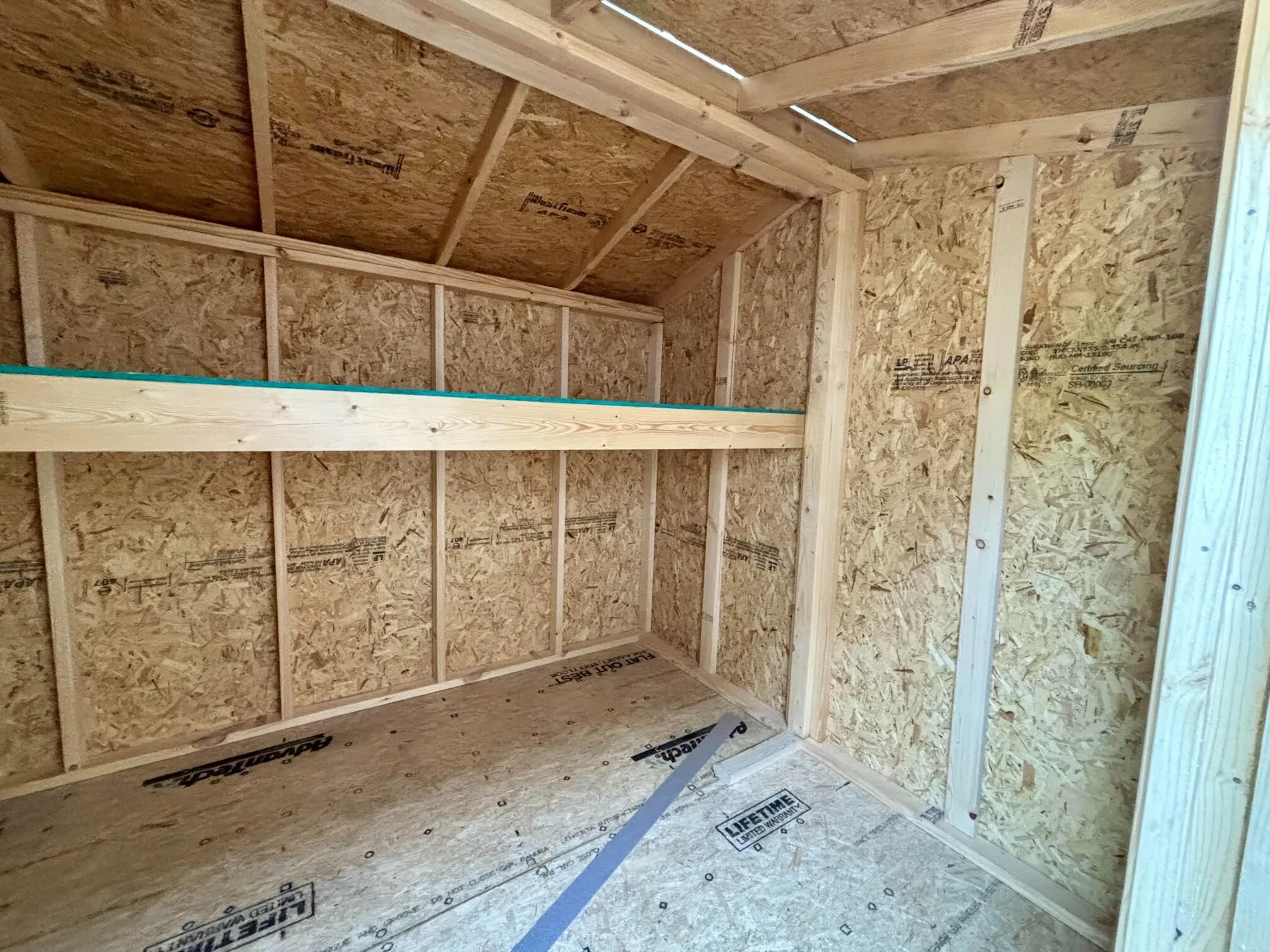 inside a split-shed which has a 2x4 down the center to hold it together