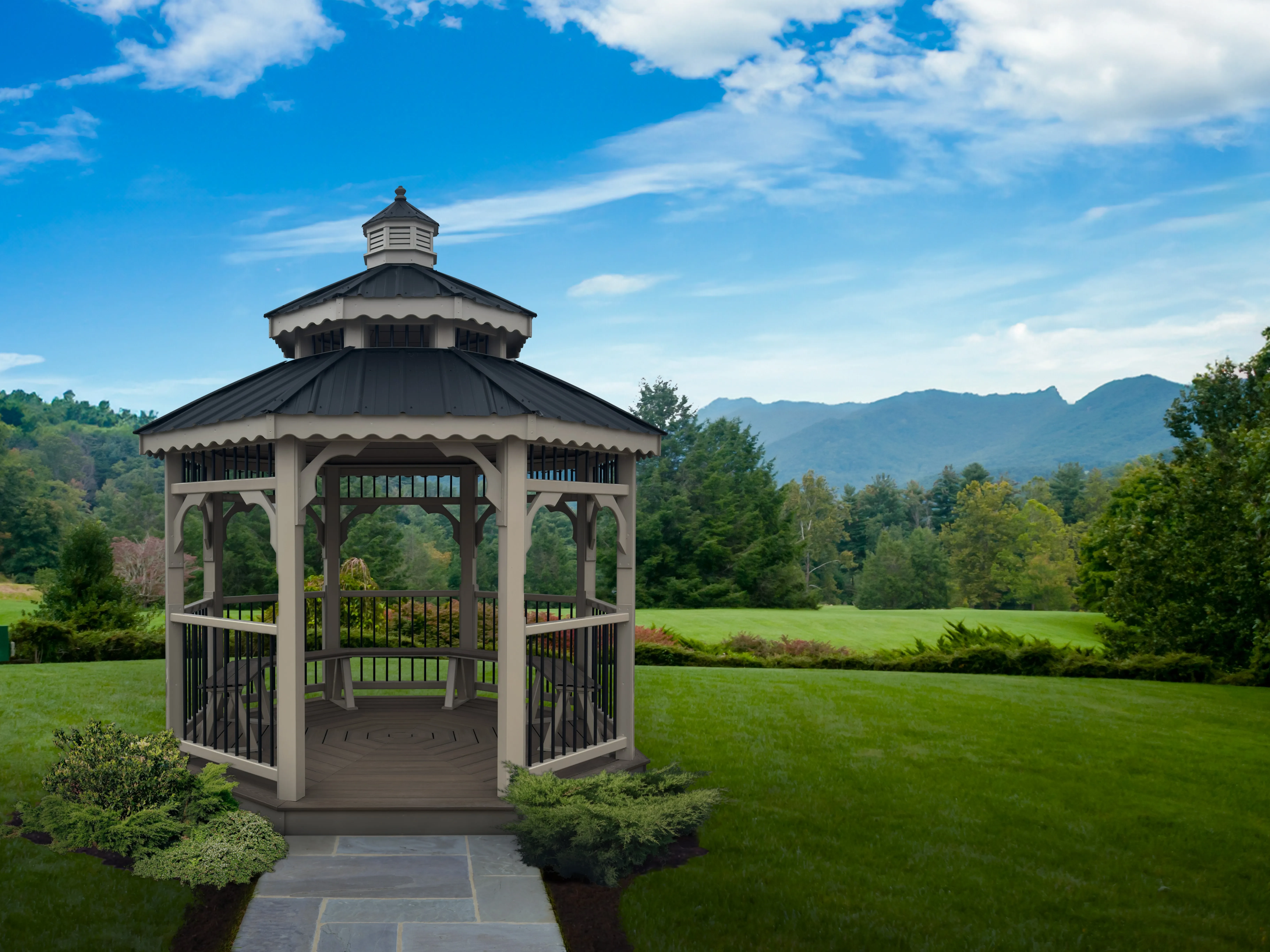 A clay deluxe vinyl gazebo