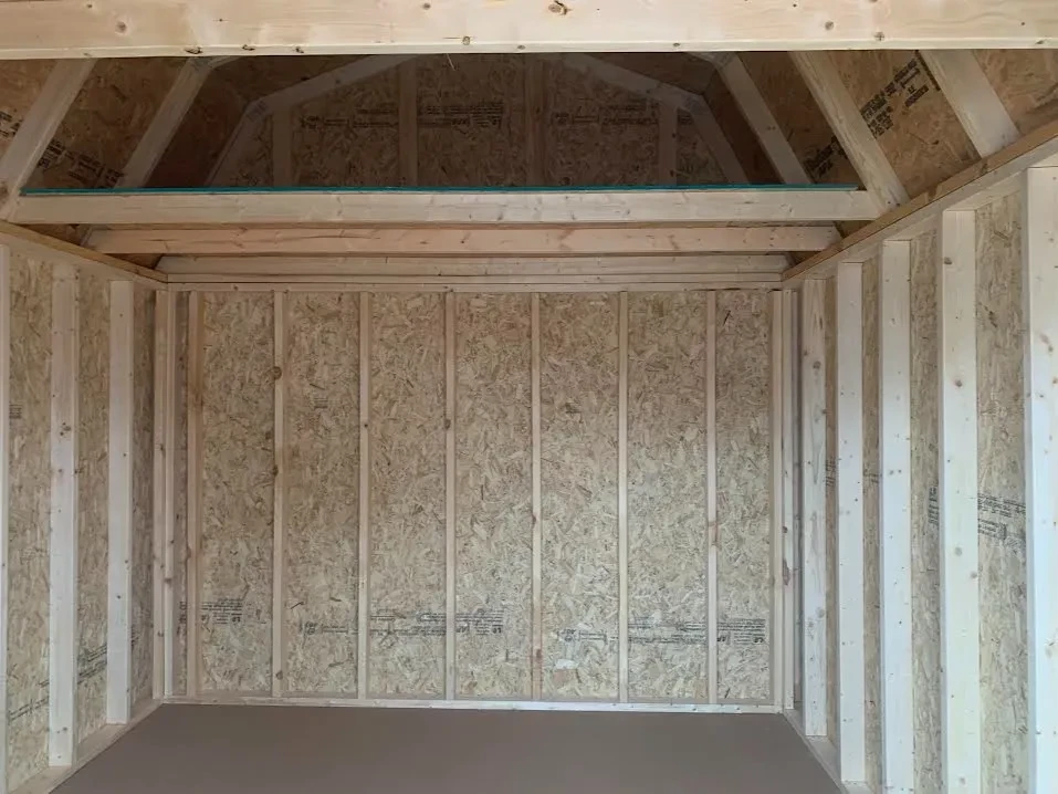 a loft inside a wood lofted barn